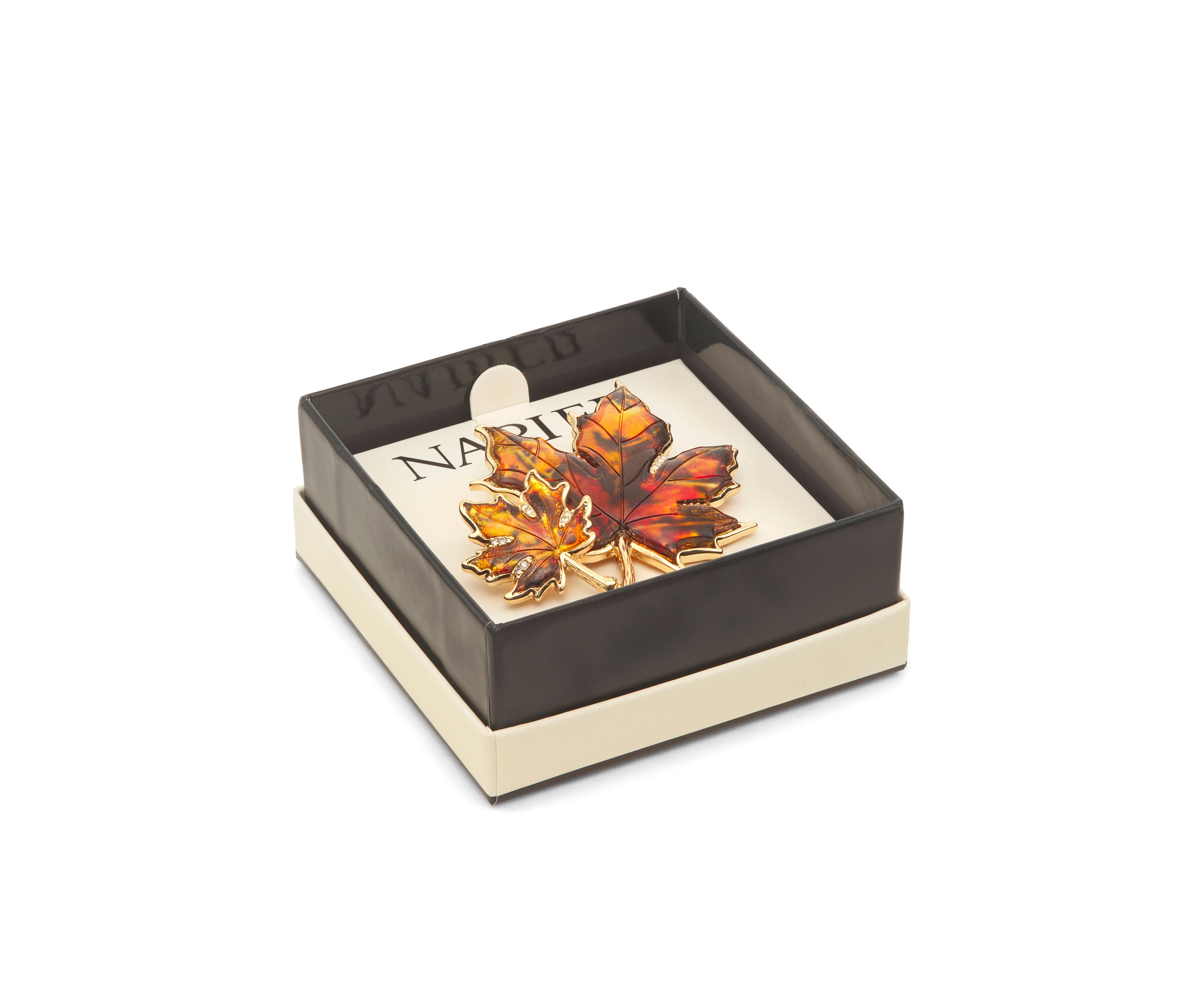 Gold Tone Brown Fall Leaf Pin