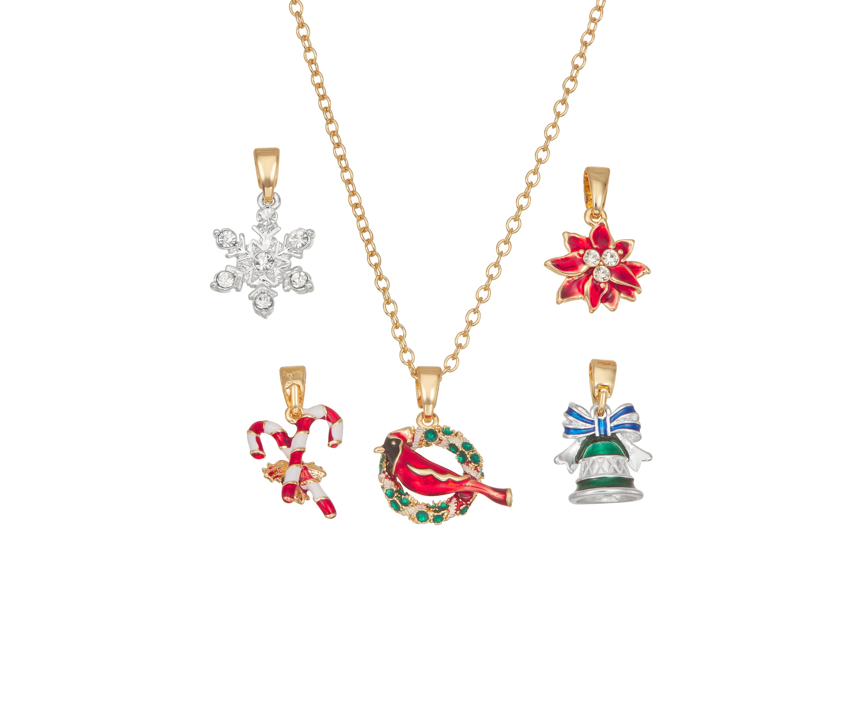 Holiday Silver Tone Charm Necklace