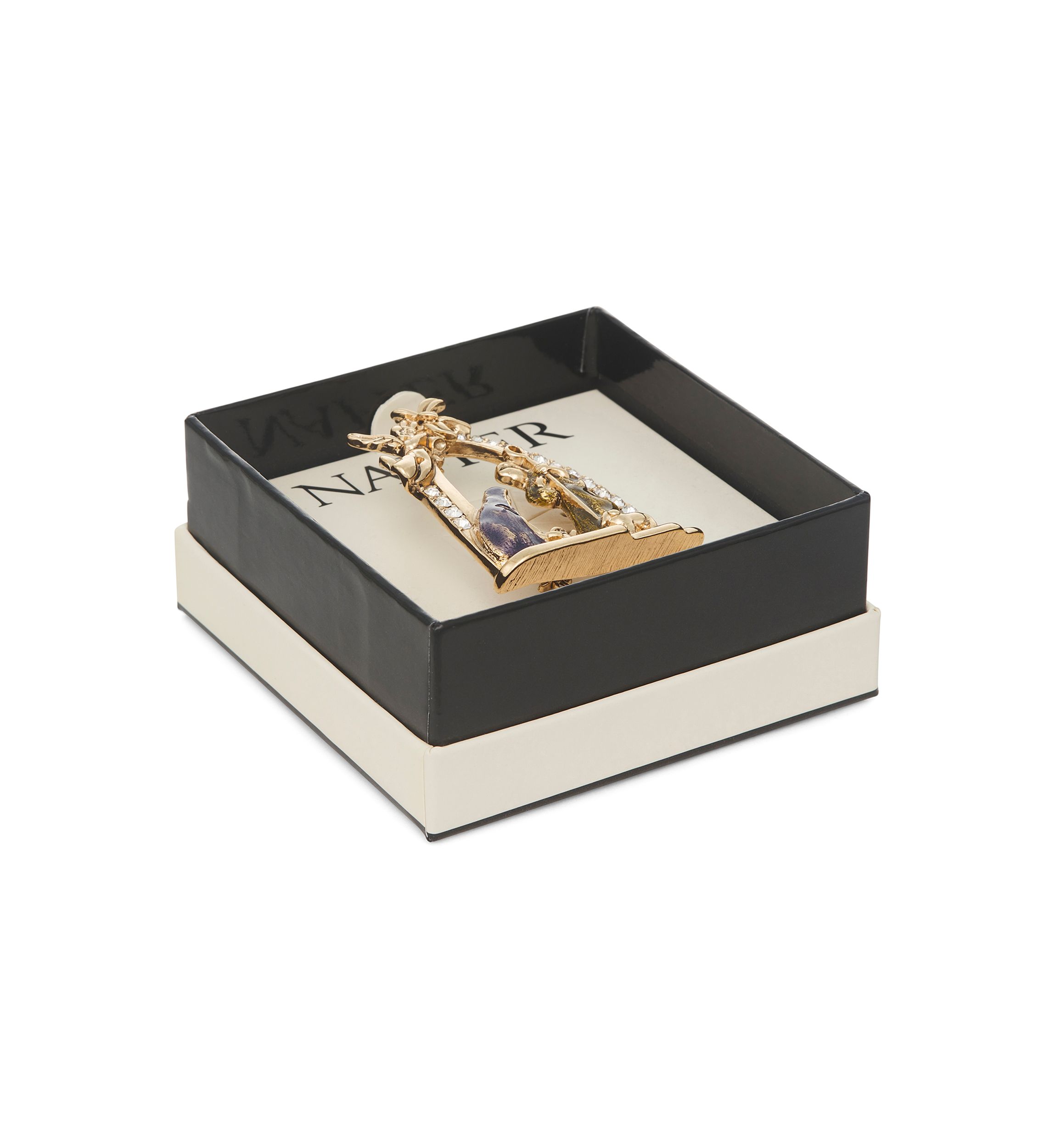 Gold Tone Purple Nativity Pin