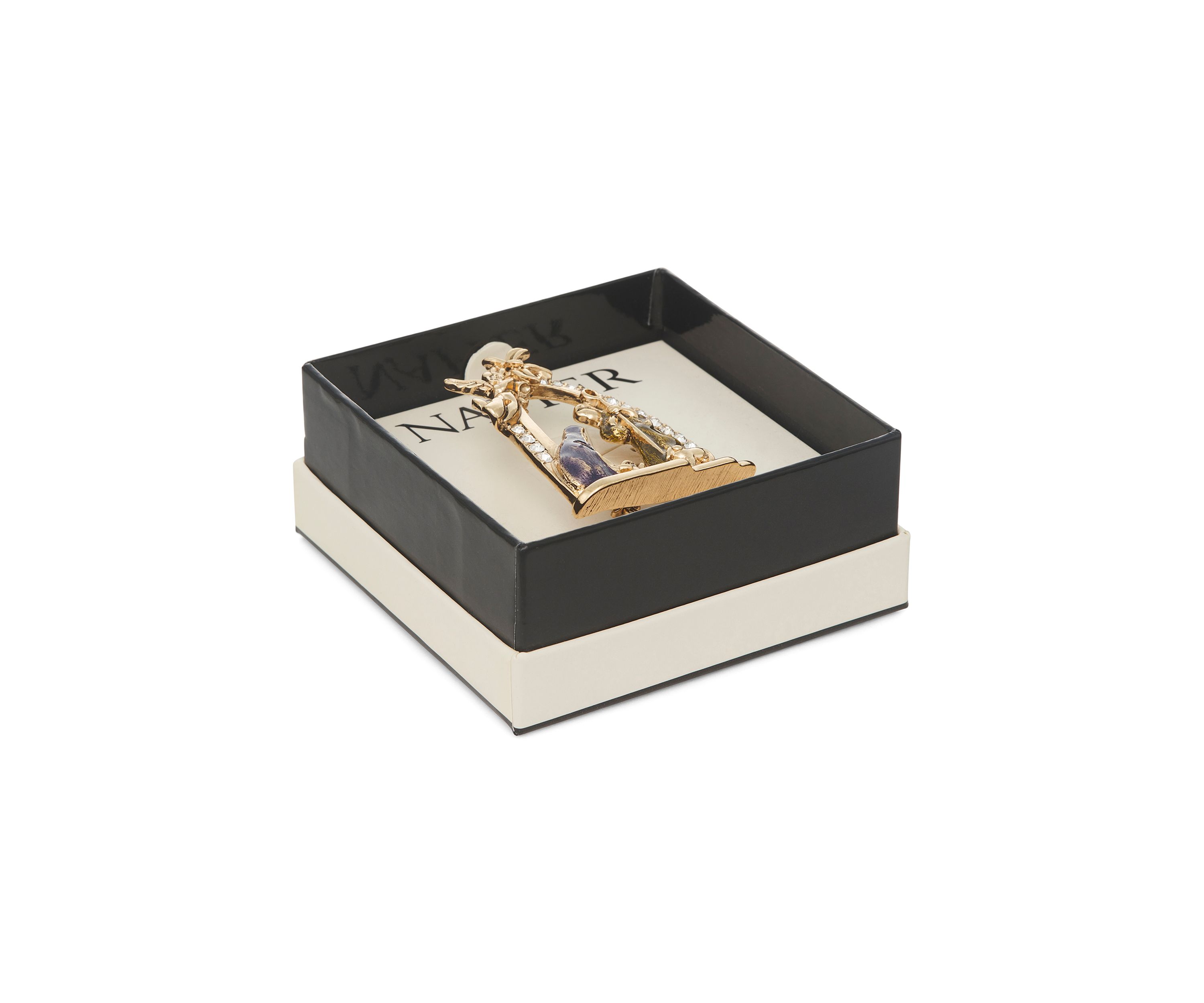 Gold Tone Purple Nativity Pin