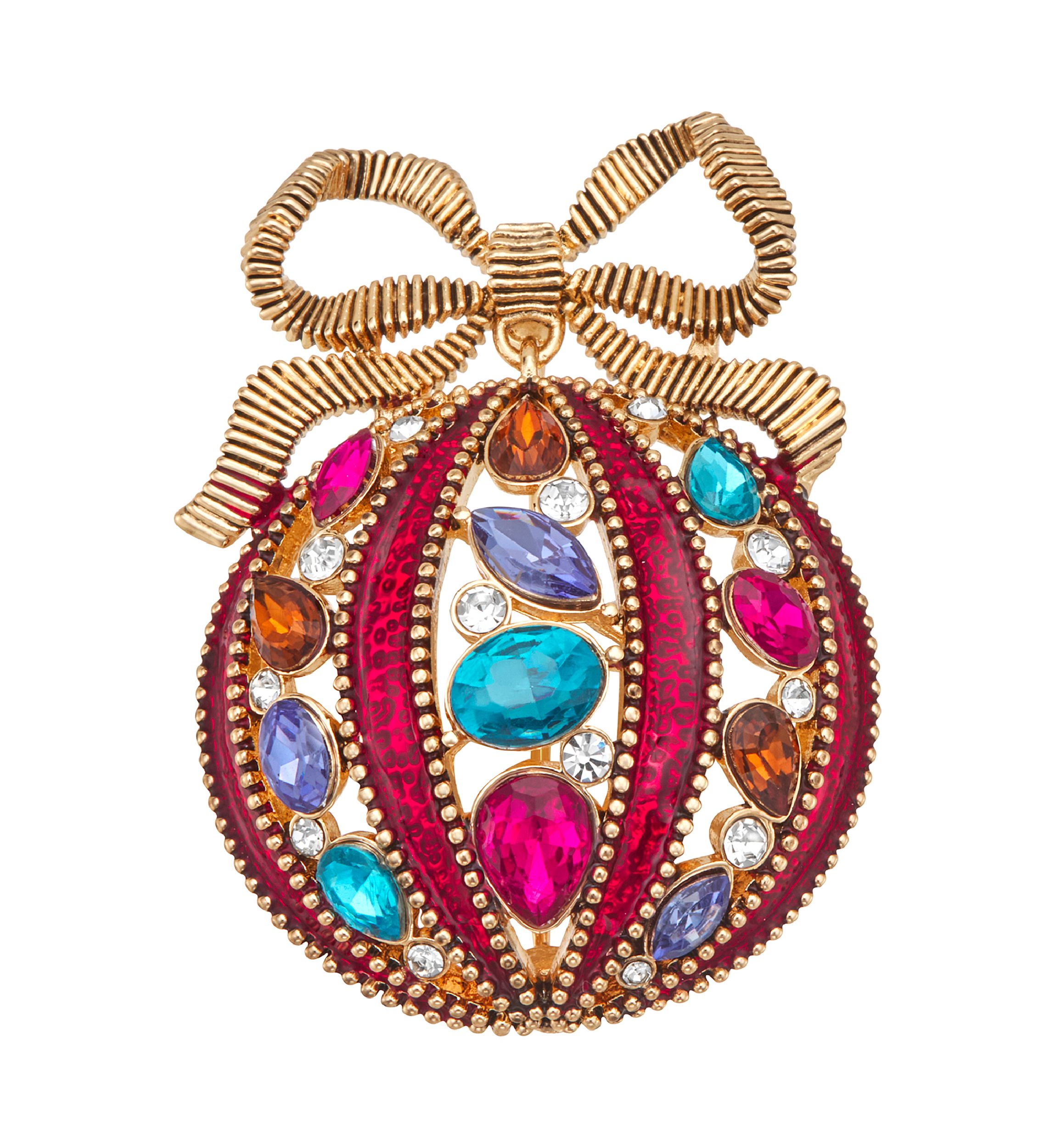 Multi Crystal Ornament Pin 