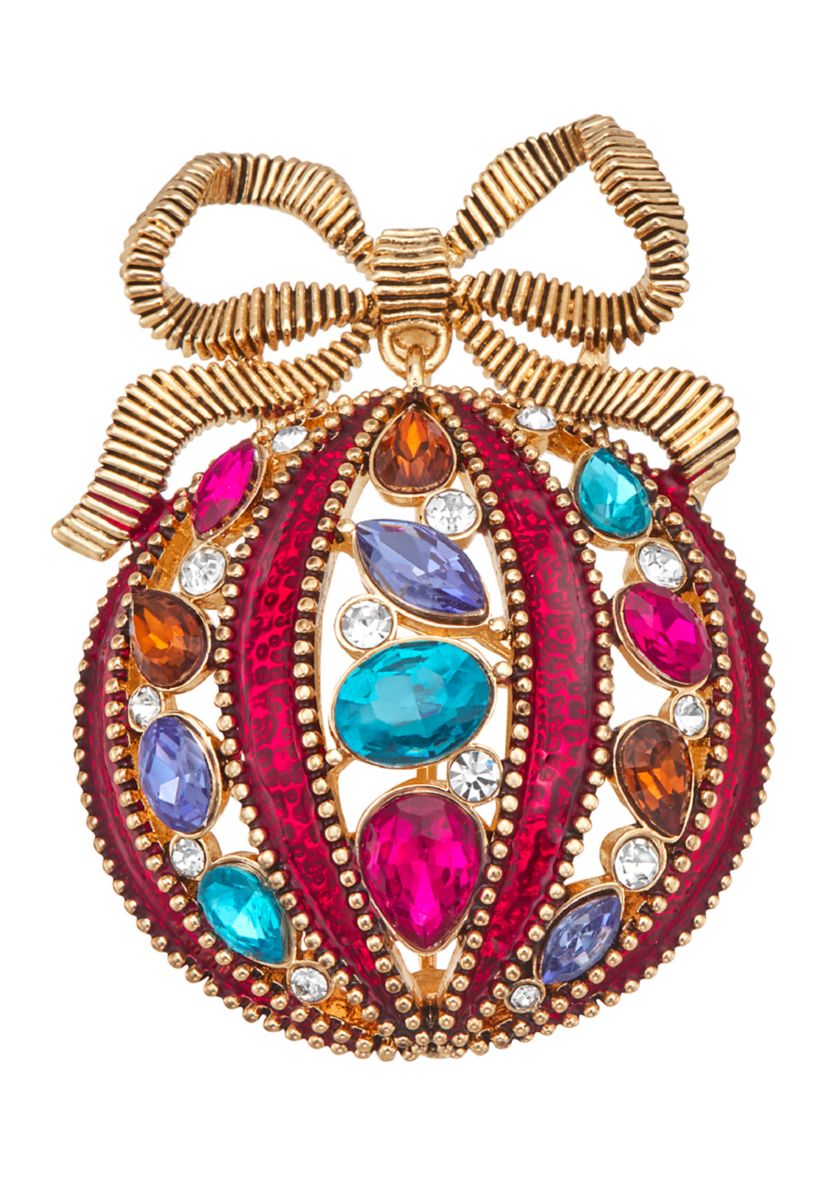 Multi Crystal Ornament Pin 
