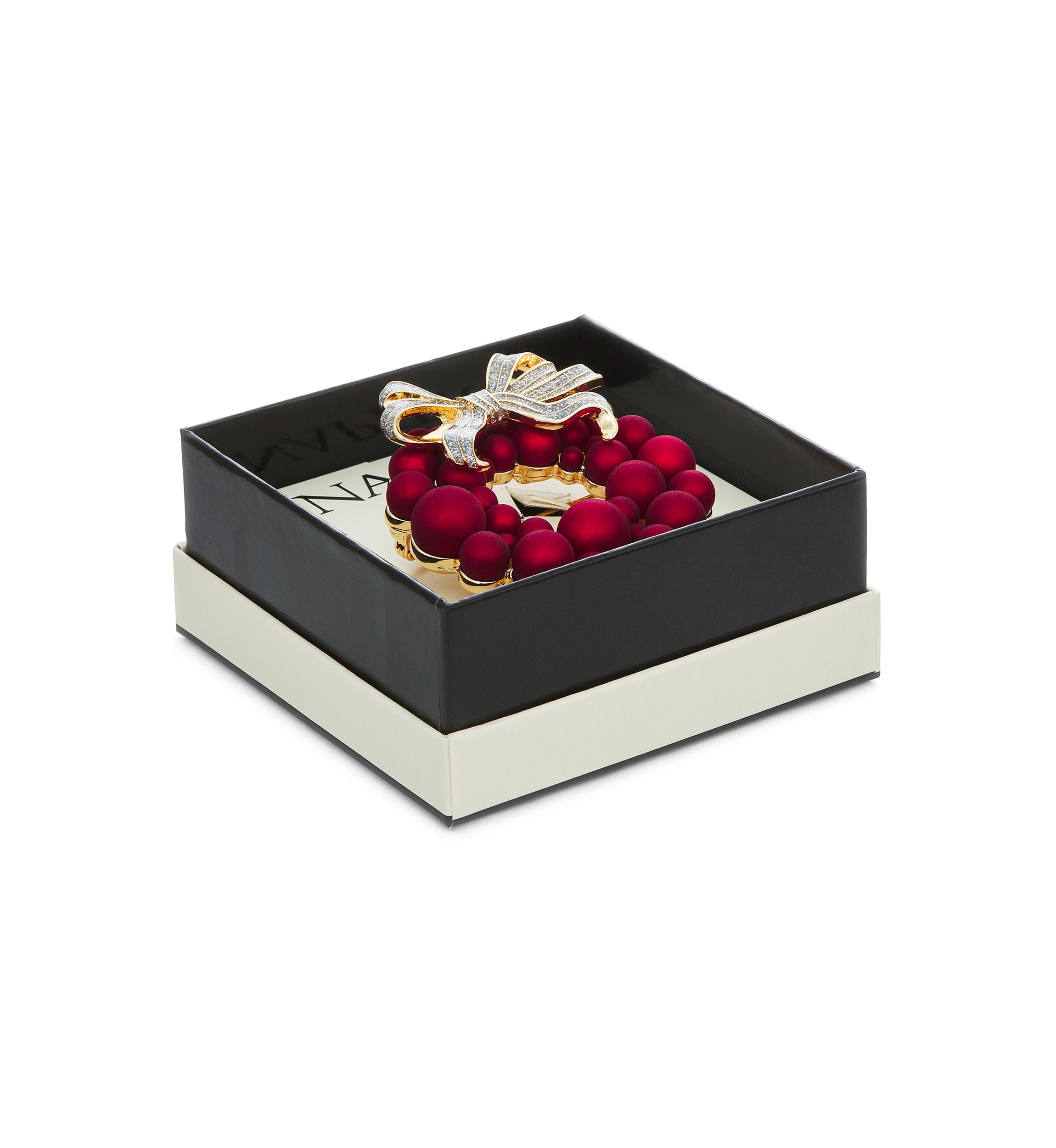Gold Tone Red Ribbon Bow Pin 