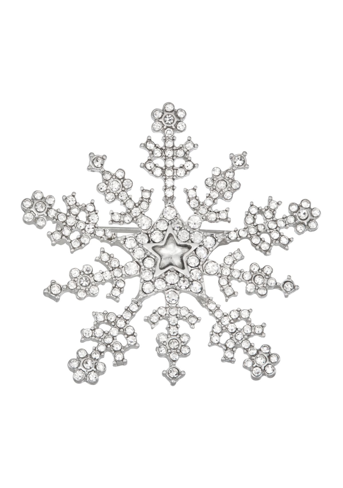 Silver Crystal Snowflake Pin - Boxed