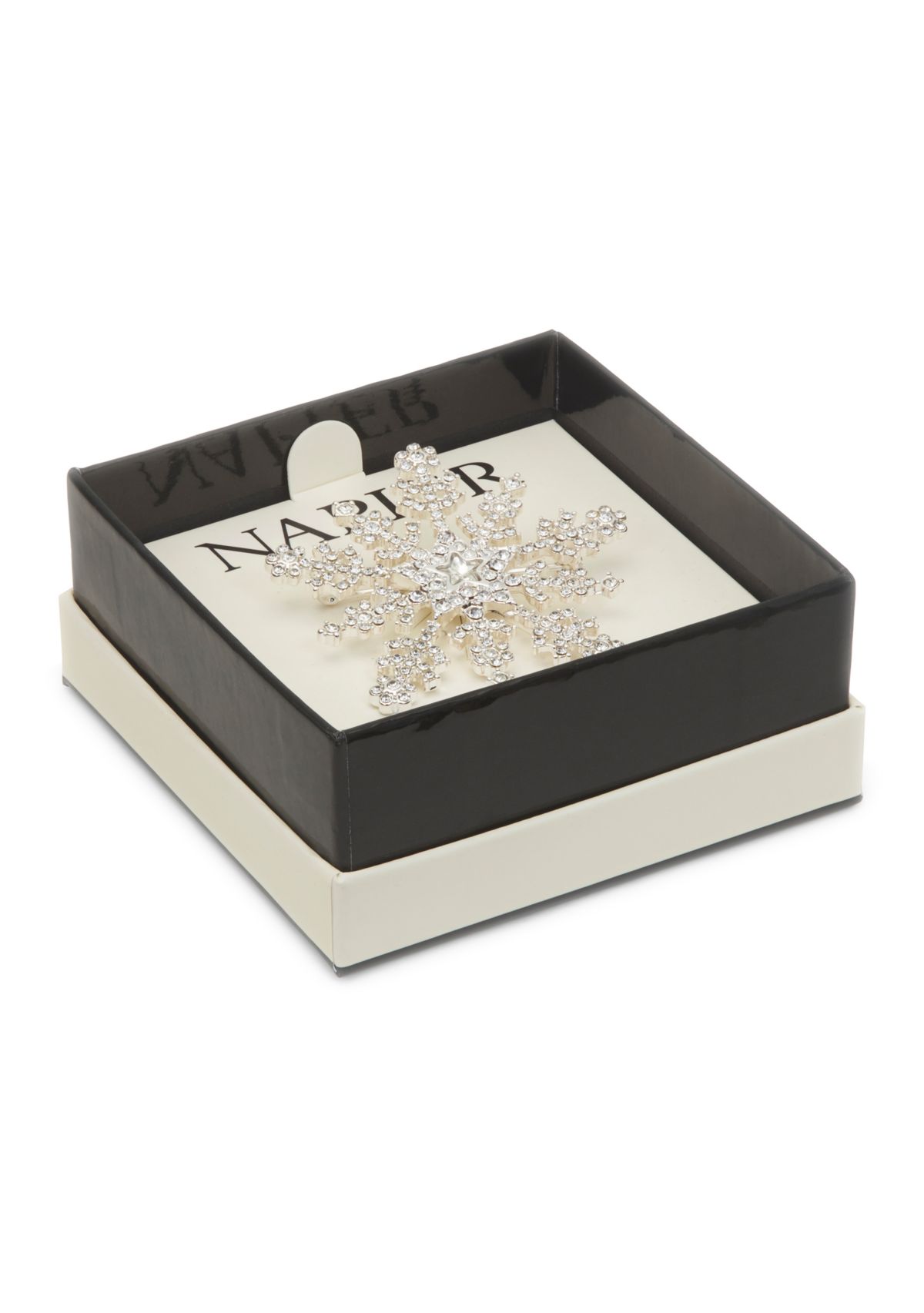 Silver Crystal Snowflake Pin - Boxed