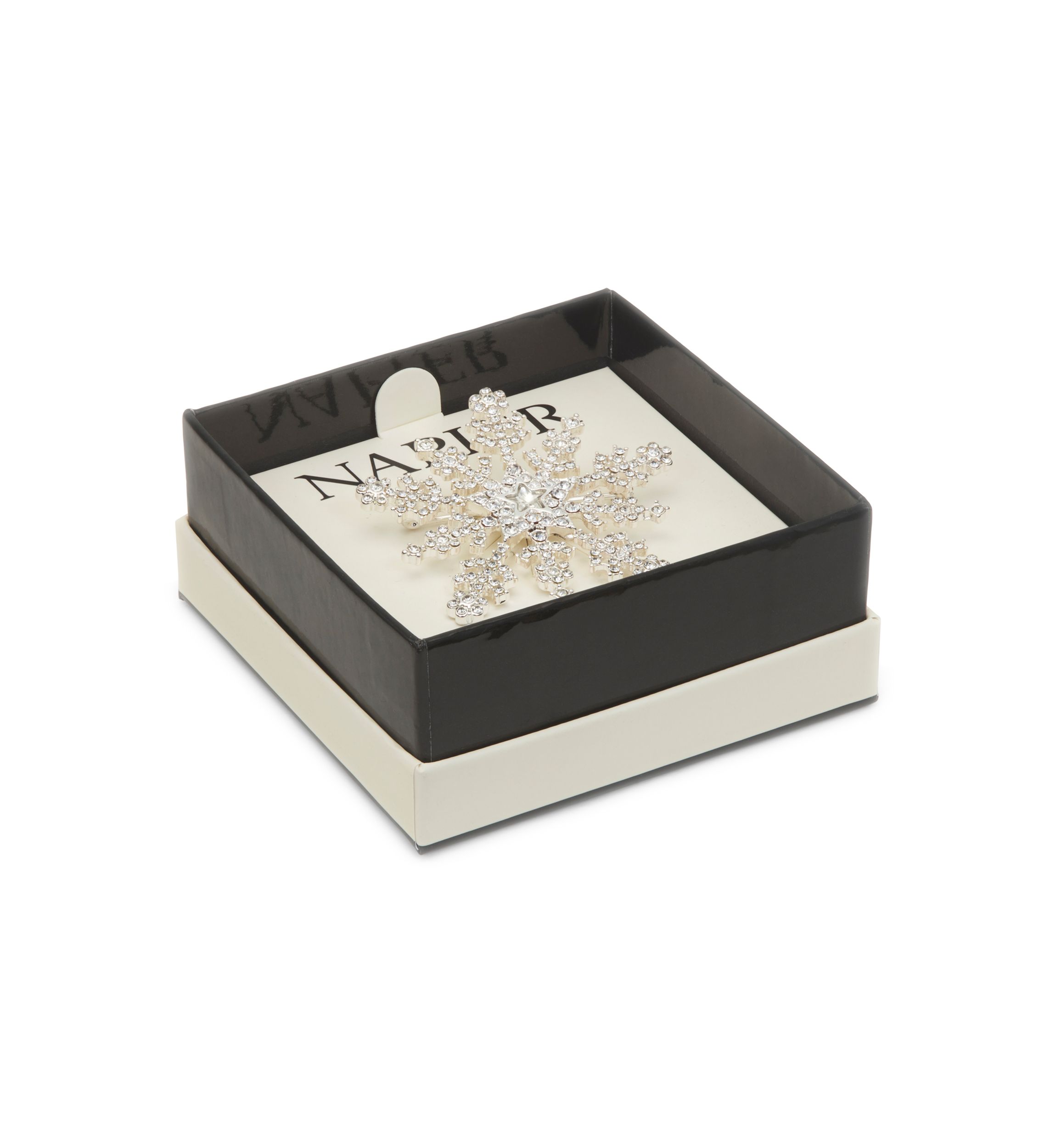 Silver Crystal Snowflake Pin - Boxed