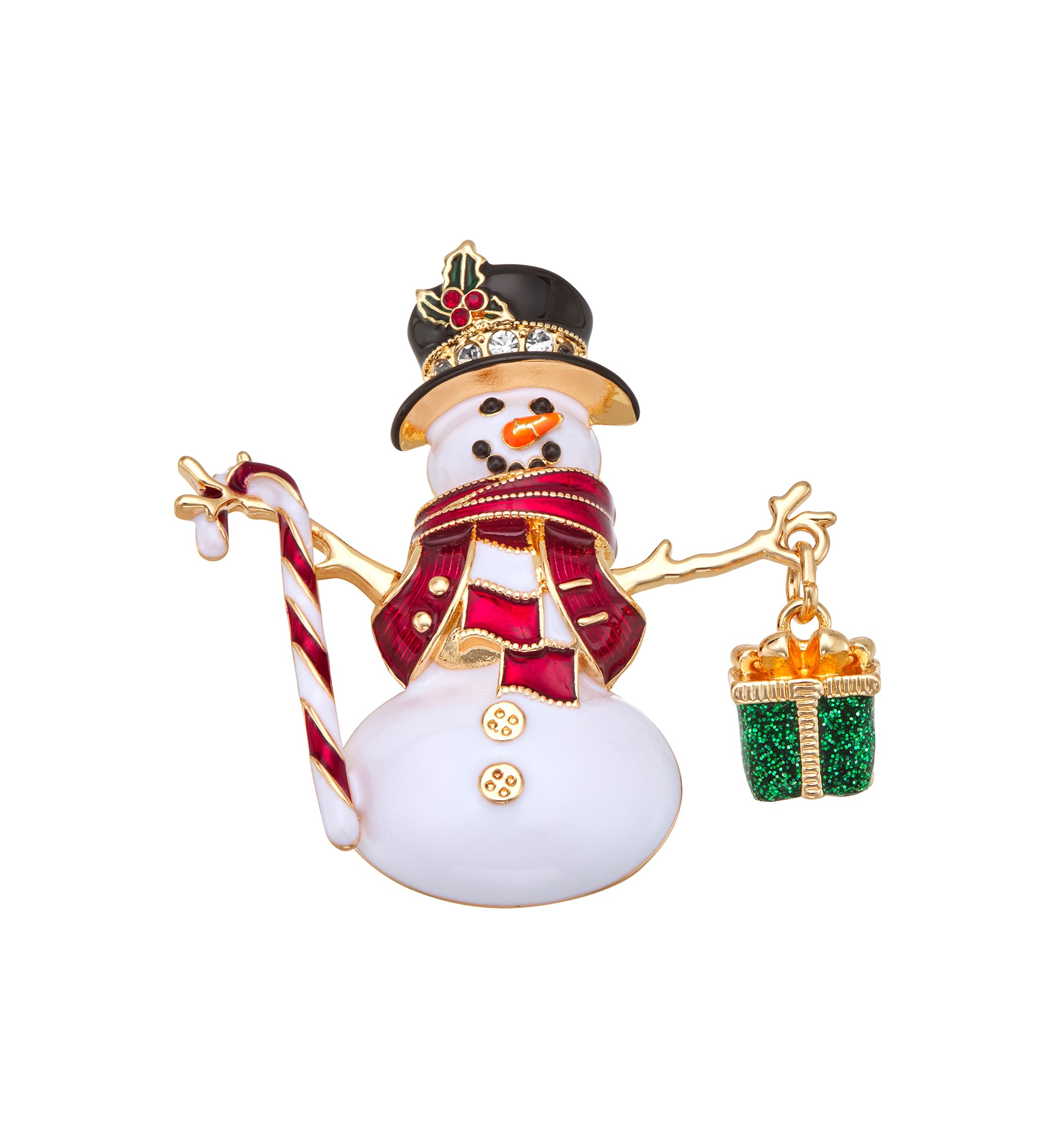 Gold Tone Snowman Pin