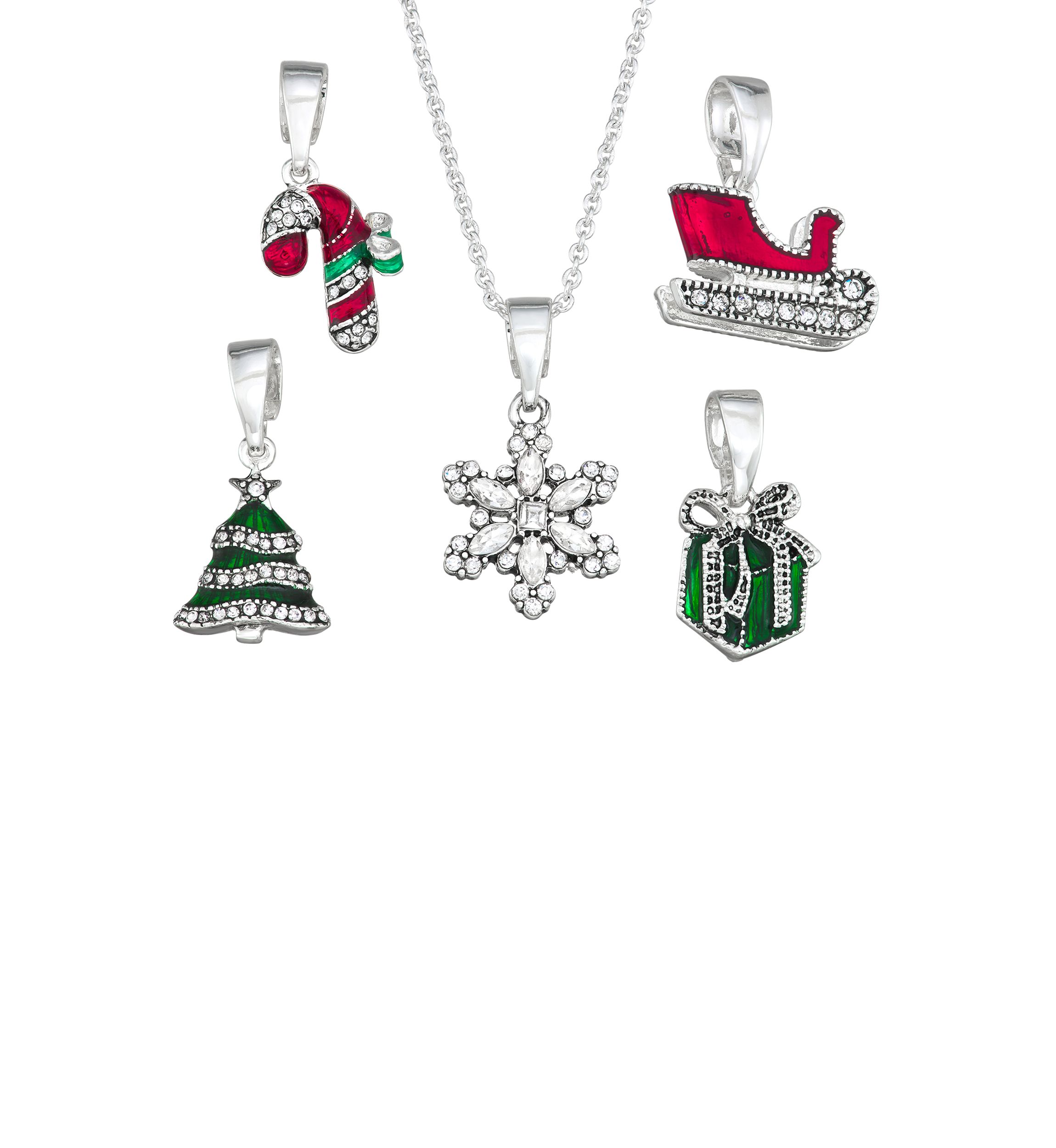  Holiday Xmas Multi Charm Necklace
