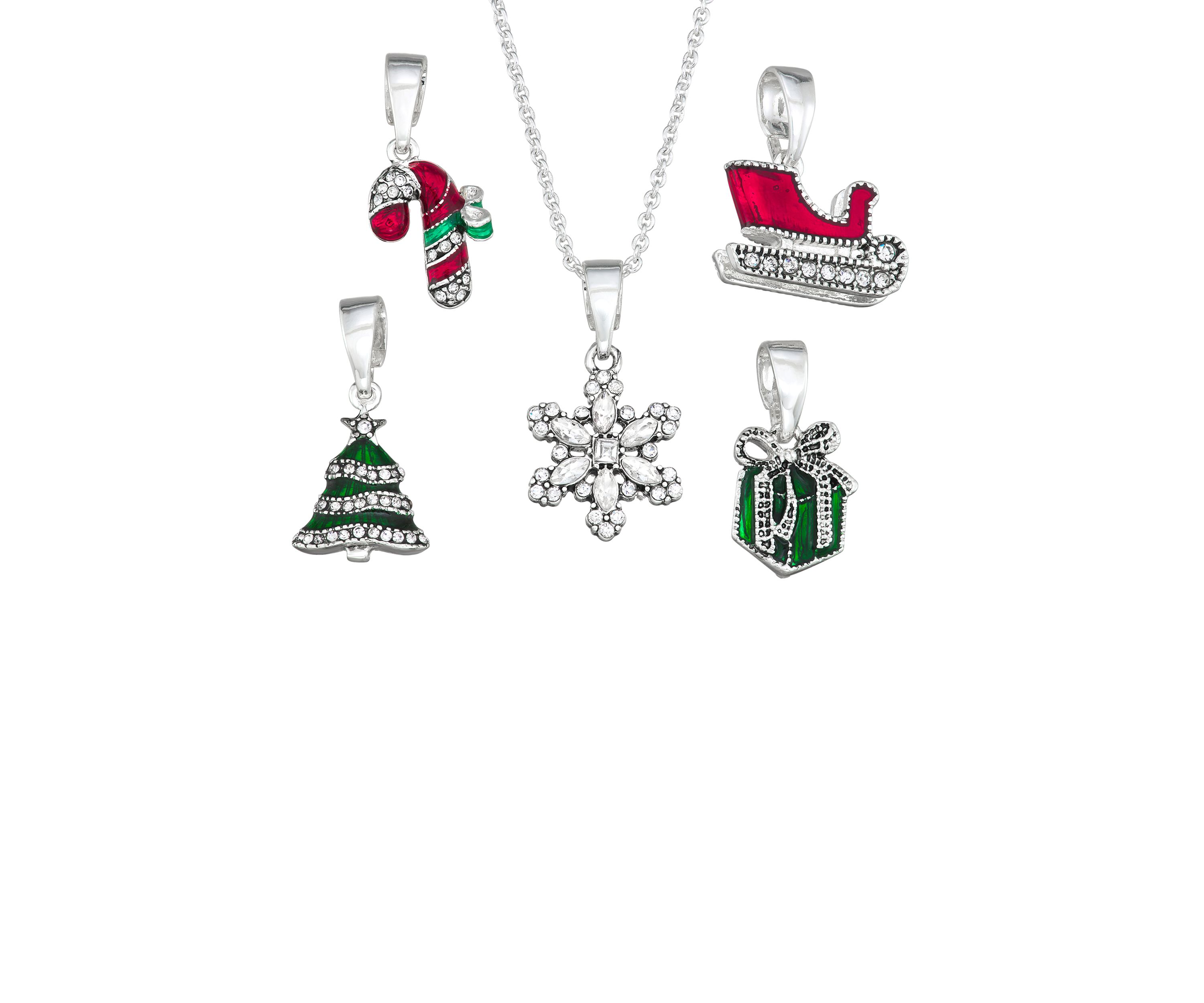  Holiday Xmas Multi Charm Necklace