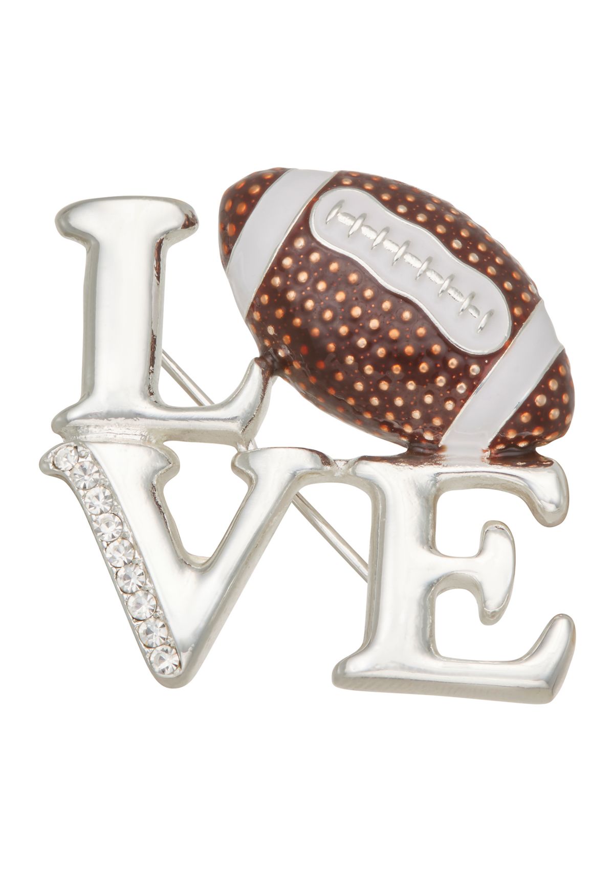 Silver Tone Love Football Pin