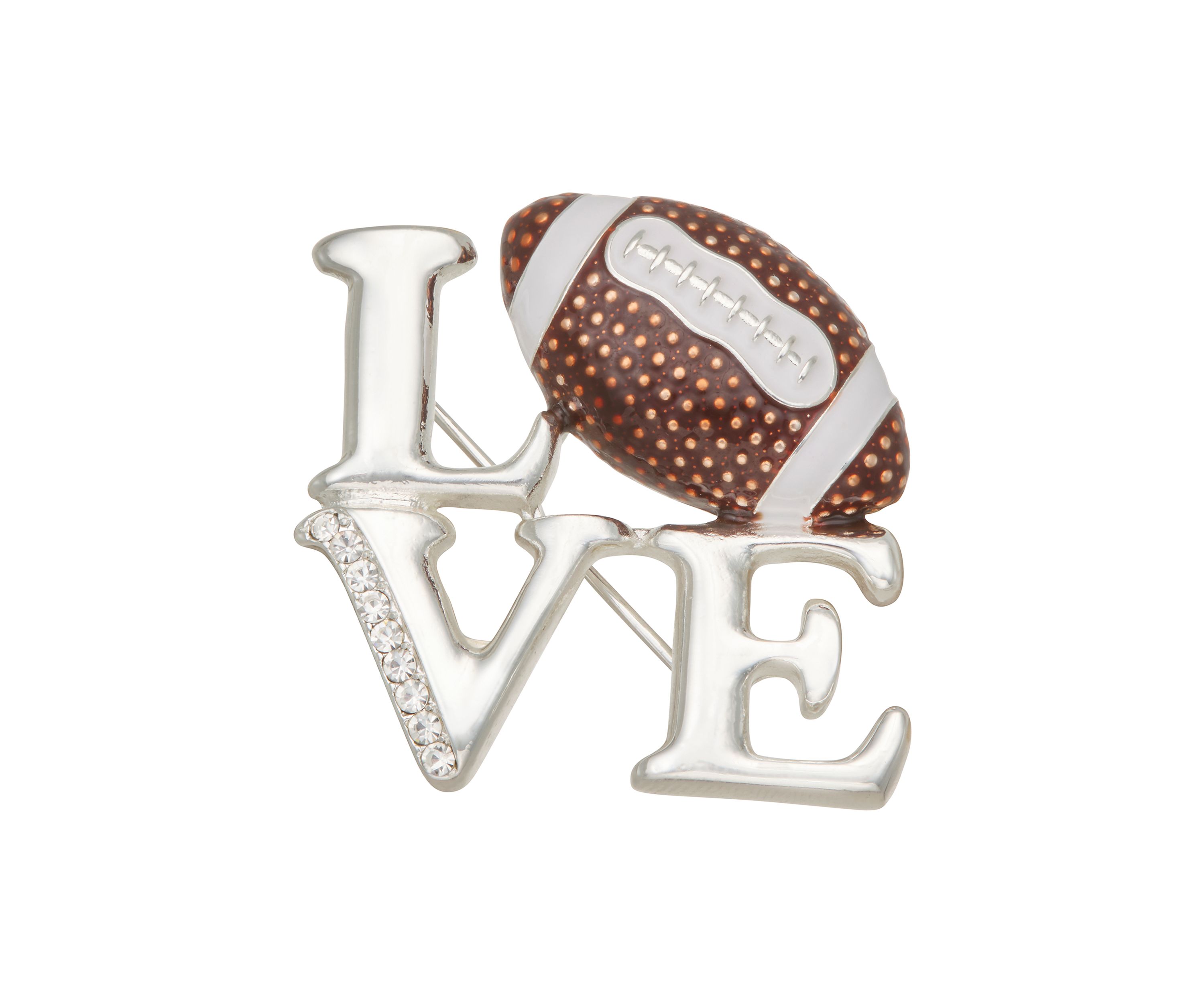 Silver Tone Love Football Pin