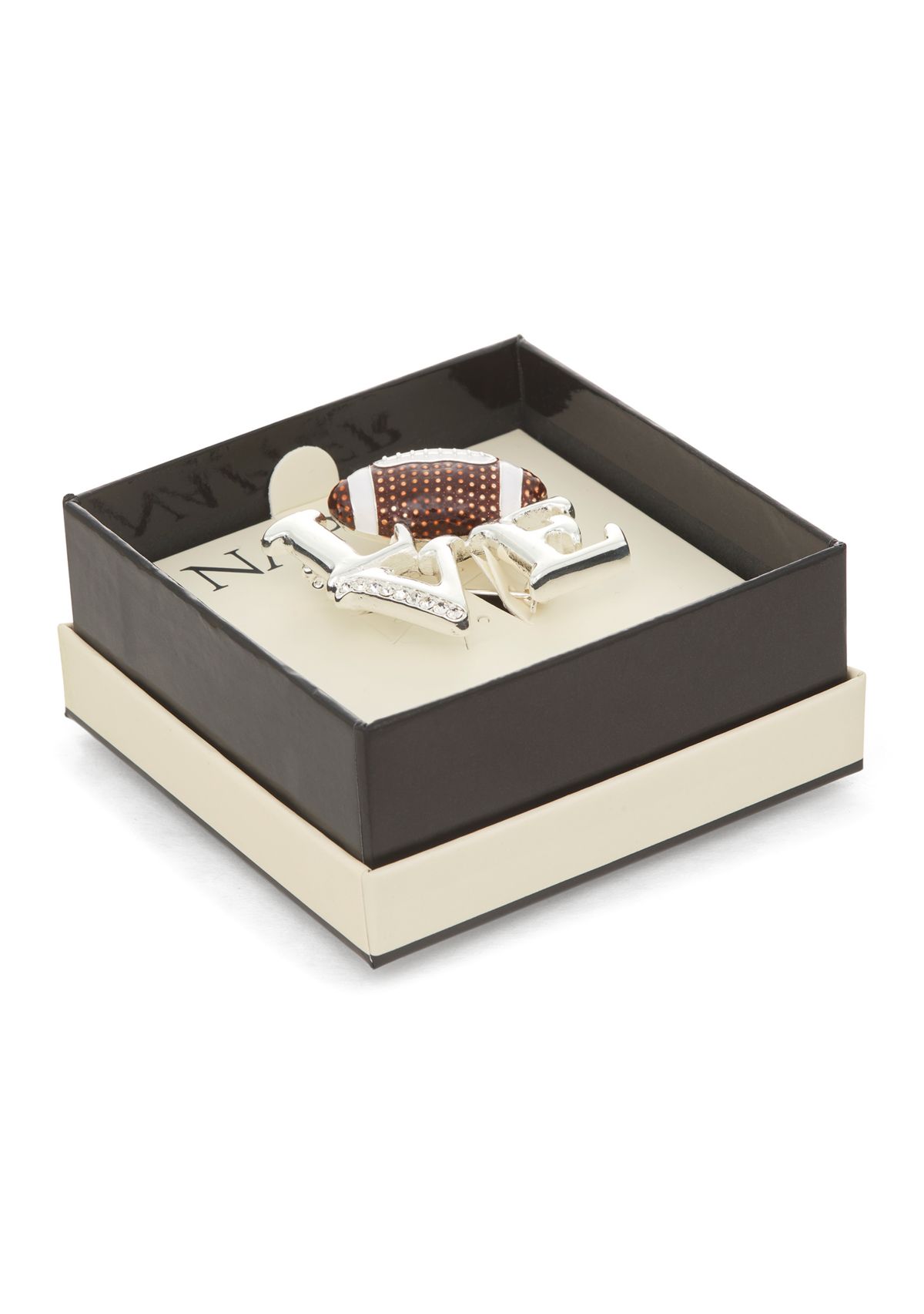 Silver Tone Love Football Pin