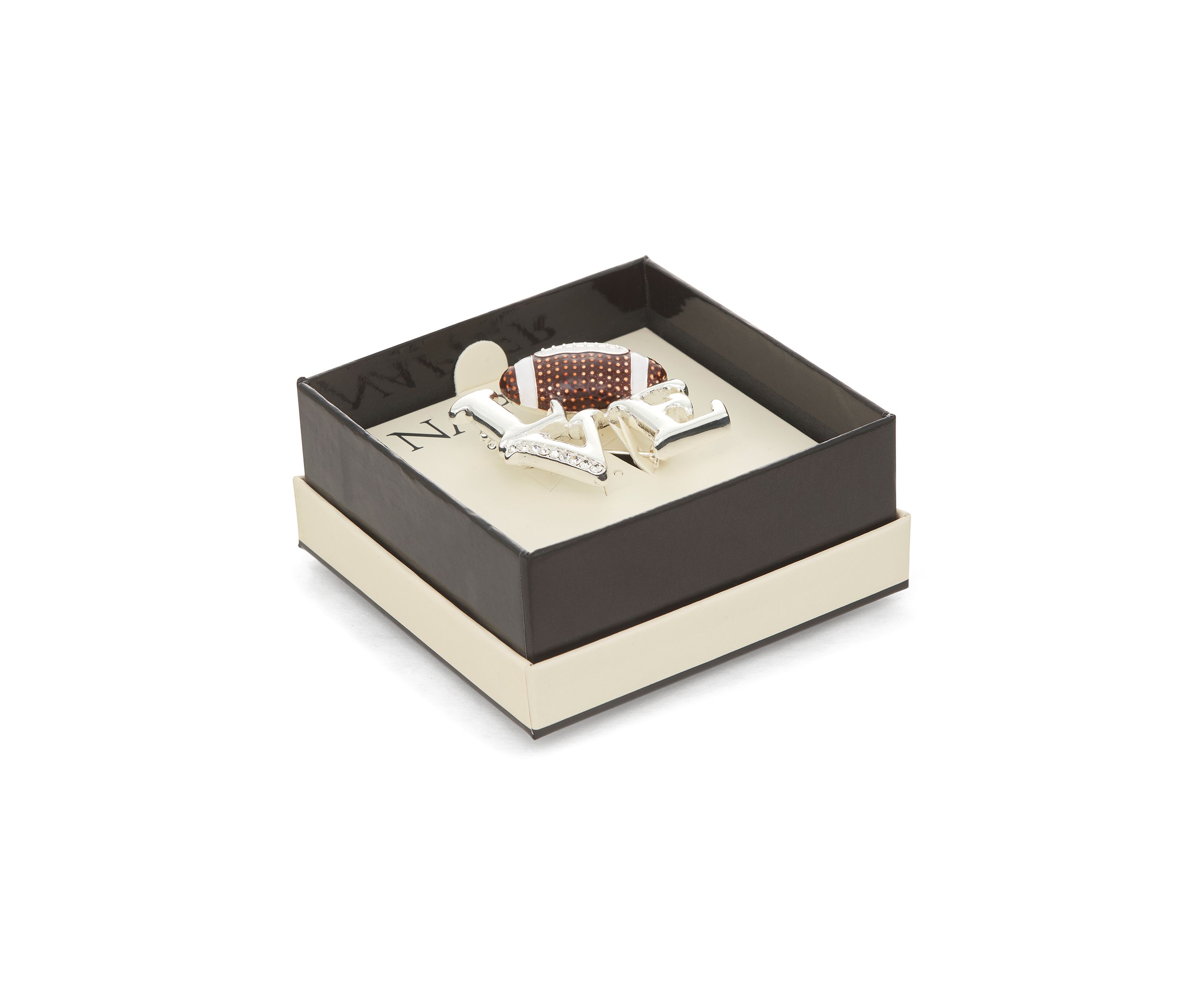 Silver Tone Love Football Pin