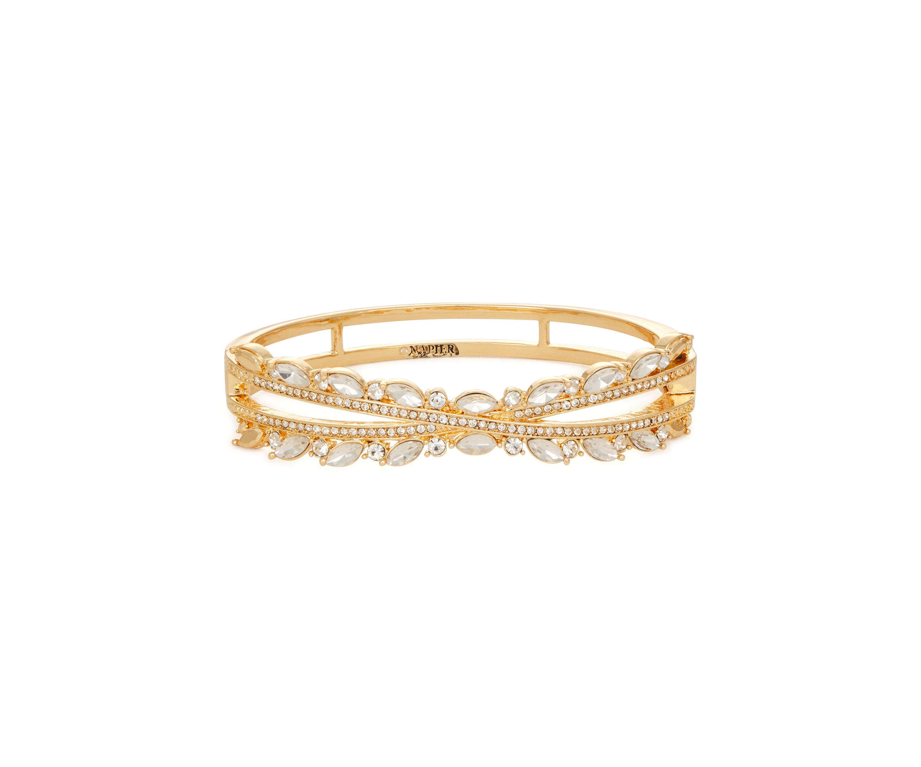 Gold Tone Crystal Stone Bangle 