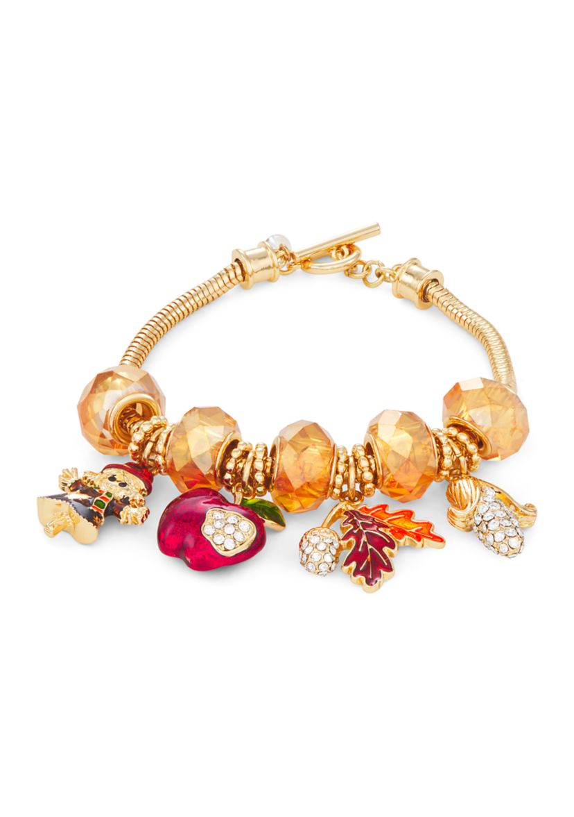 Gold Tone Autumn Slider Bracelet