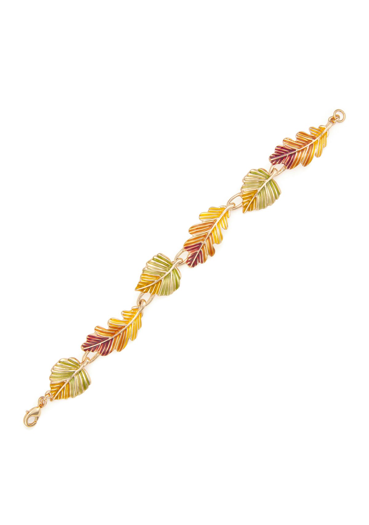 Gold Tone Multi Fall Leaves Flex Bracelet