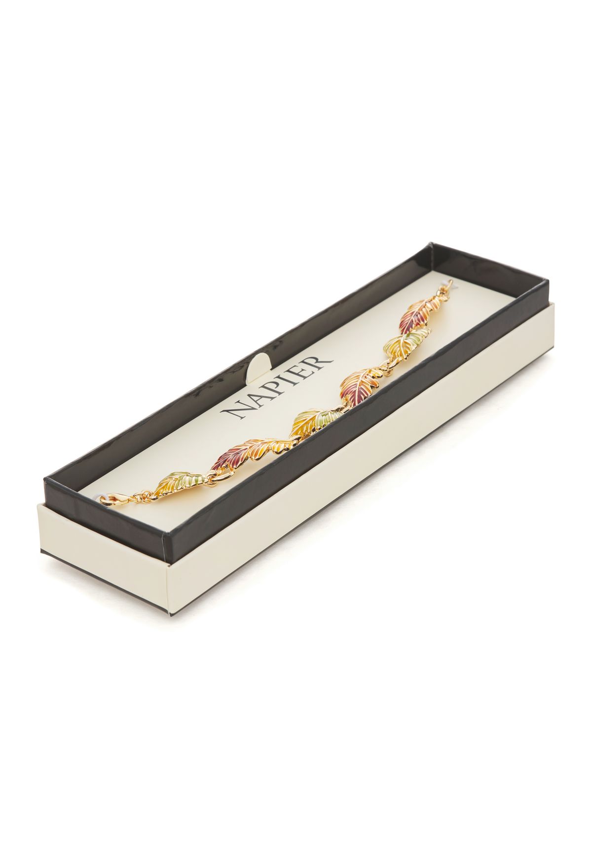 Gold Tone Multi Fall Leaves Flex Bracelet