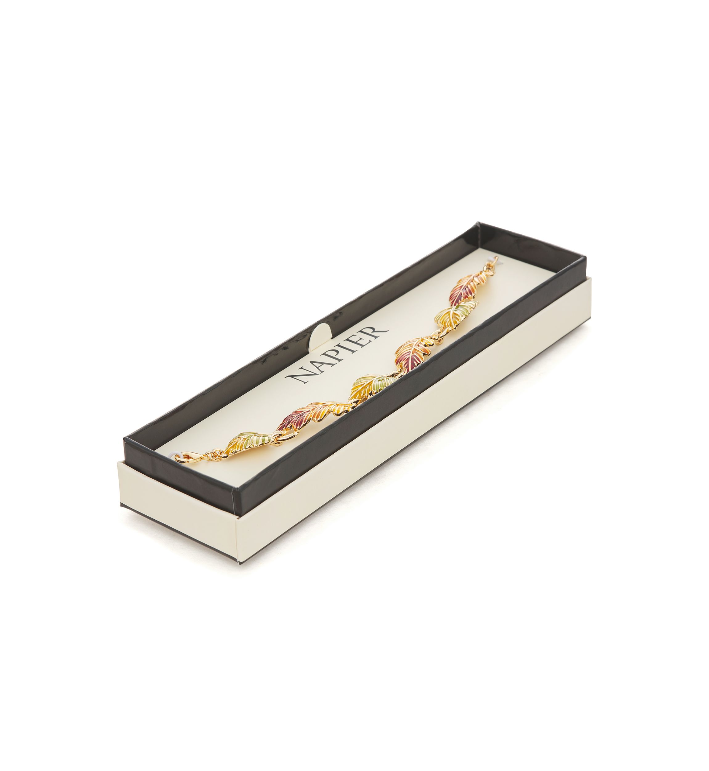 Gold Tone Multi Fall Leaves Flex Bracelet