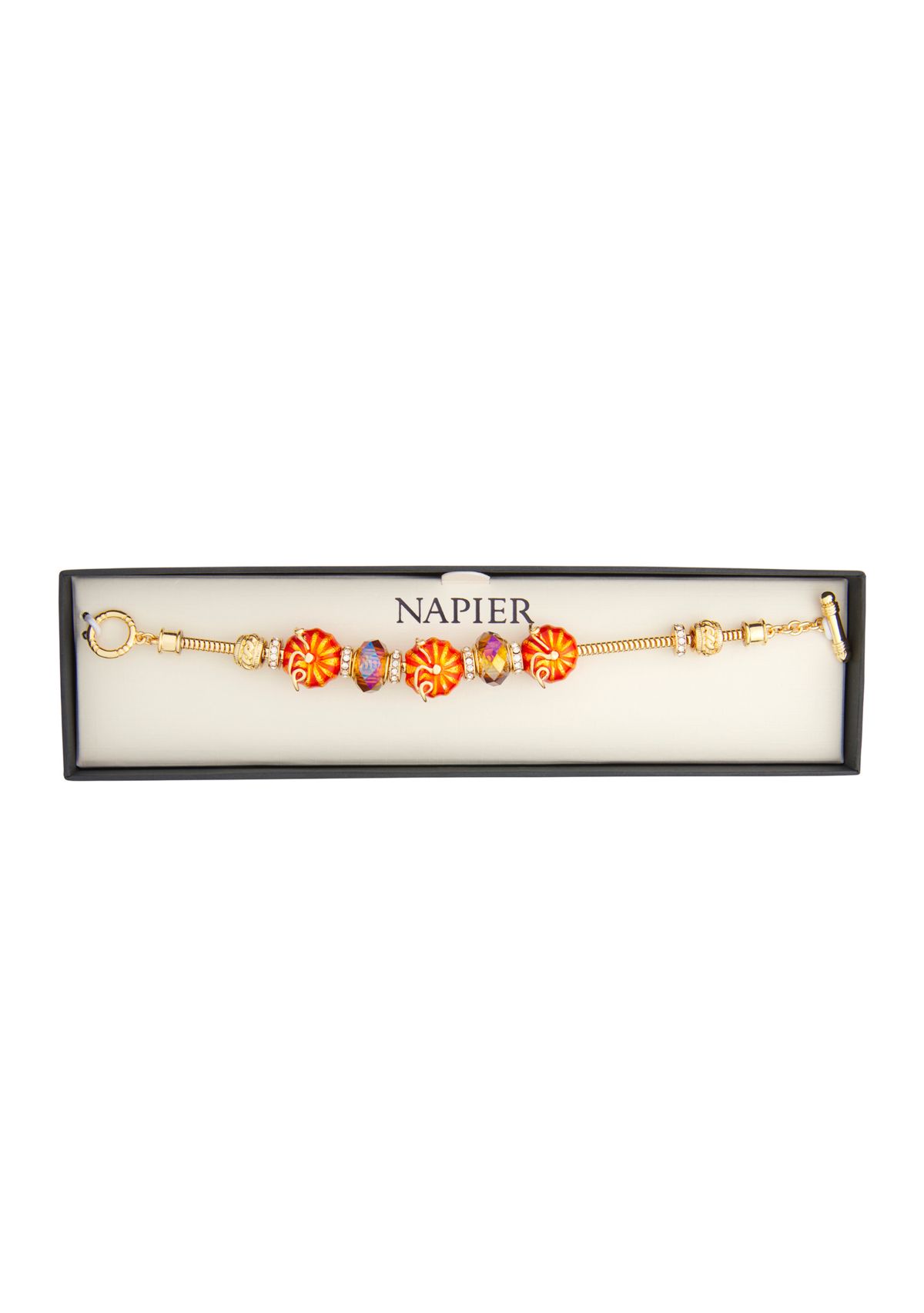 Gold Tone Orange Pumpkin Slider Bracelet
