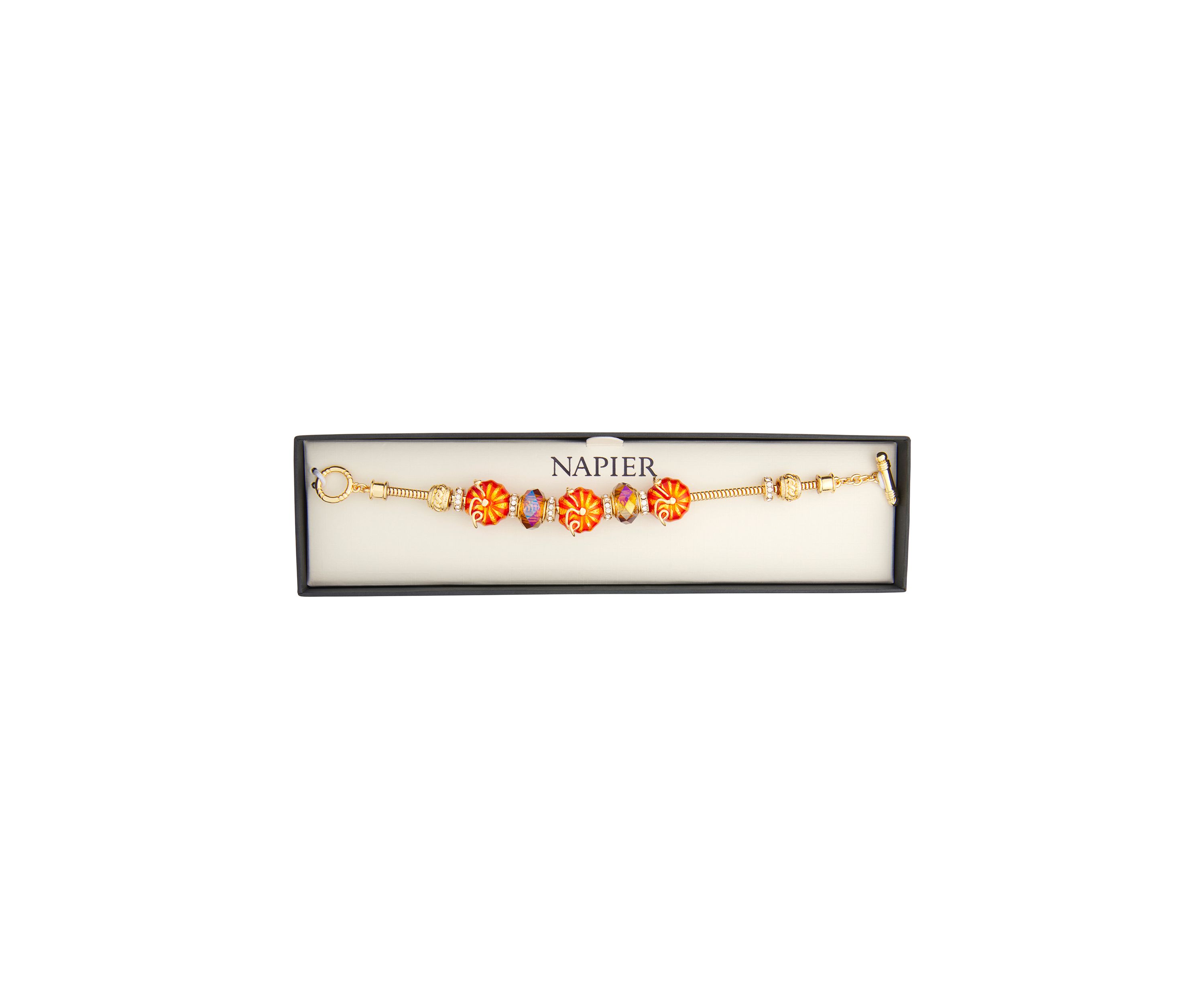 Gold Tone Orange Pumpkin Slider Bracelet