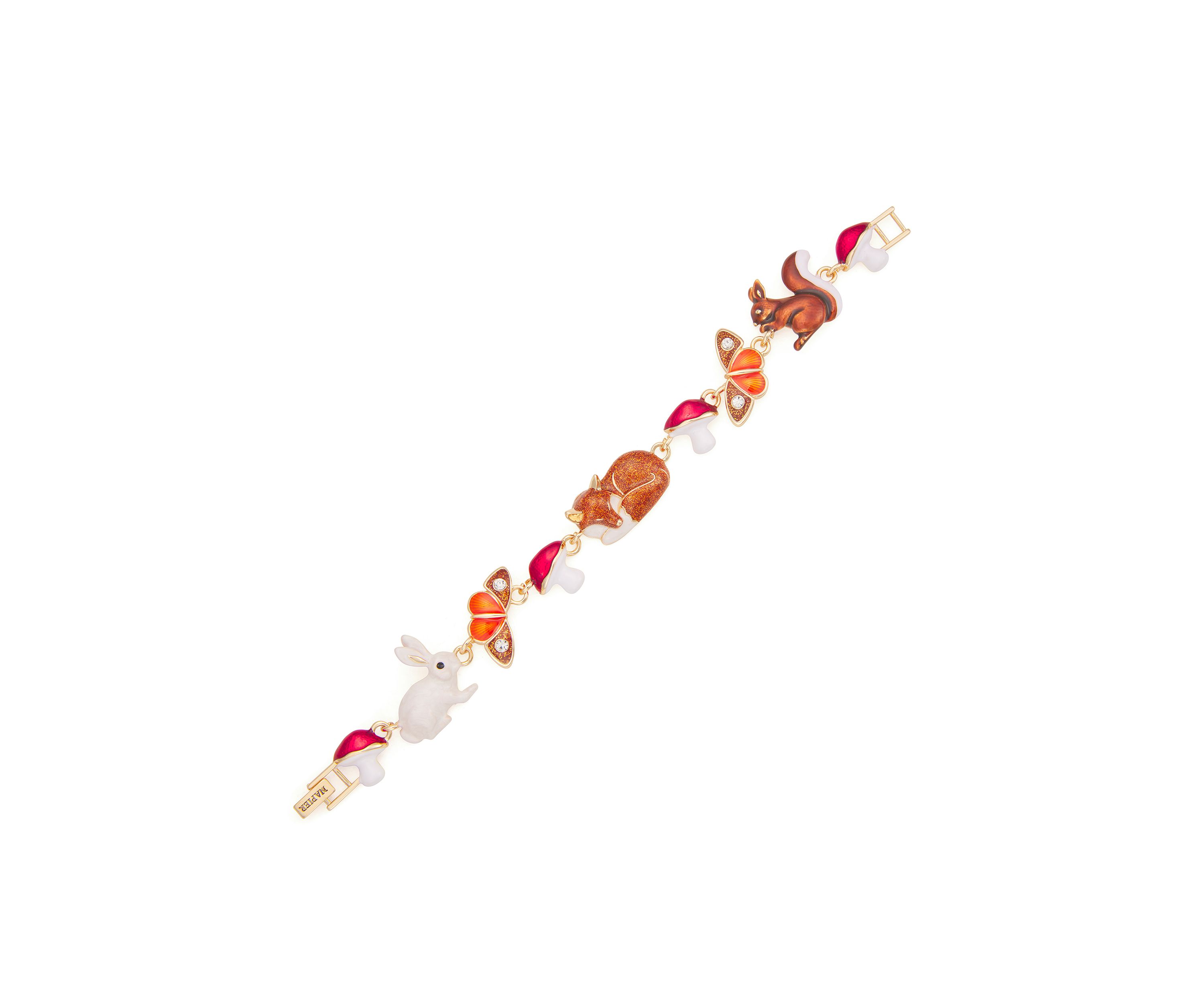 Gold Tone Multi Squirrel Flex Bracelet
