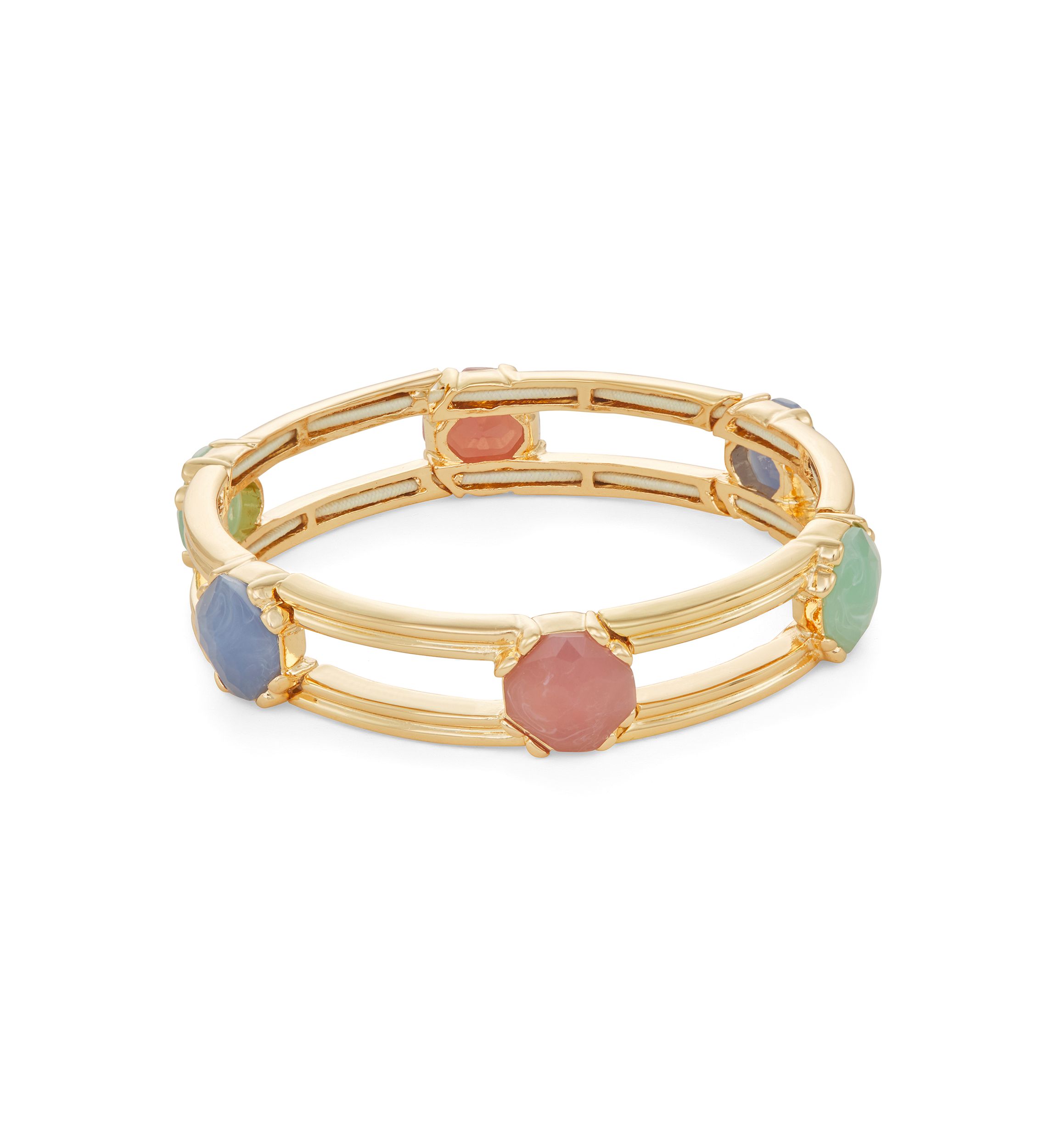 Gold Tone Multi Stone Stretch Bracelet