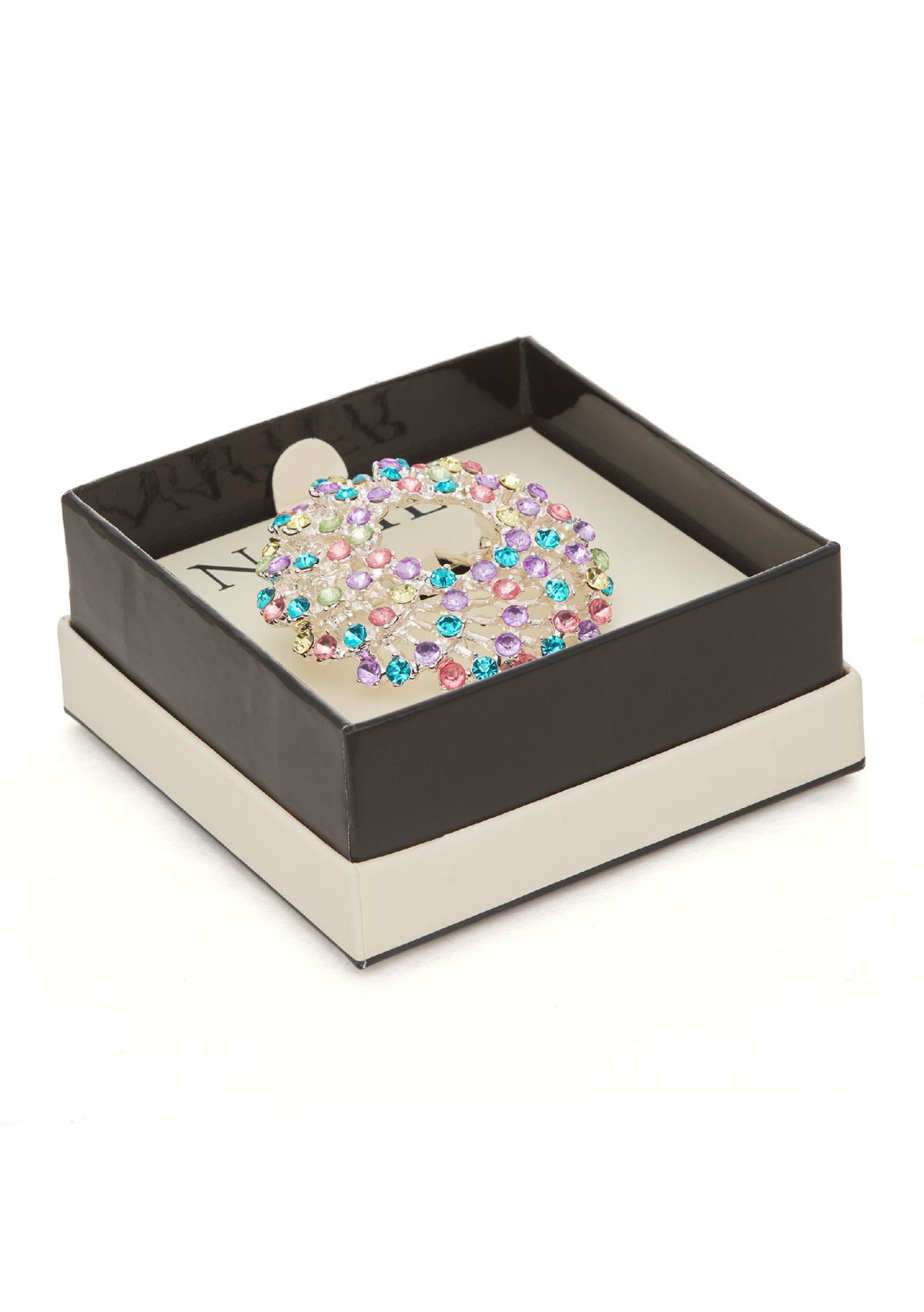 Silver Tone Color Stones Pin