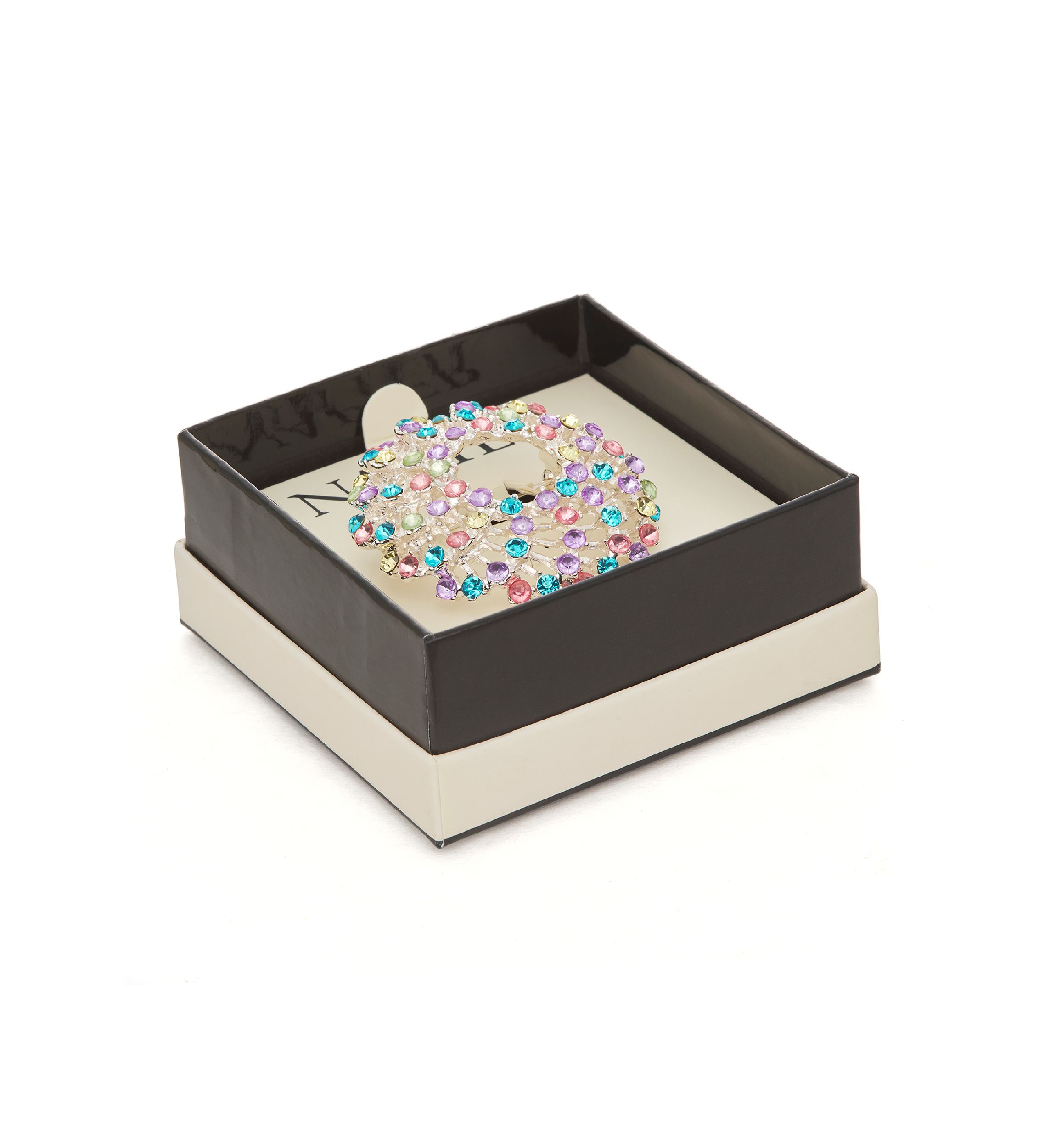Silver Tone Color Stones Pin