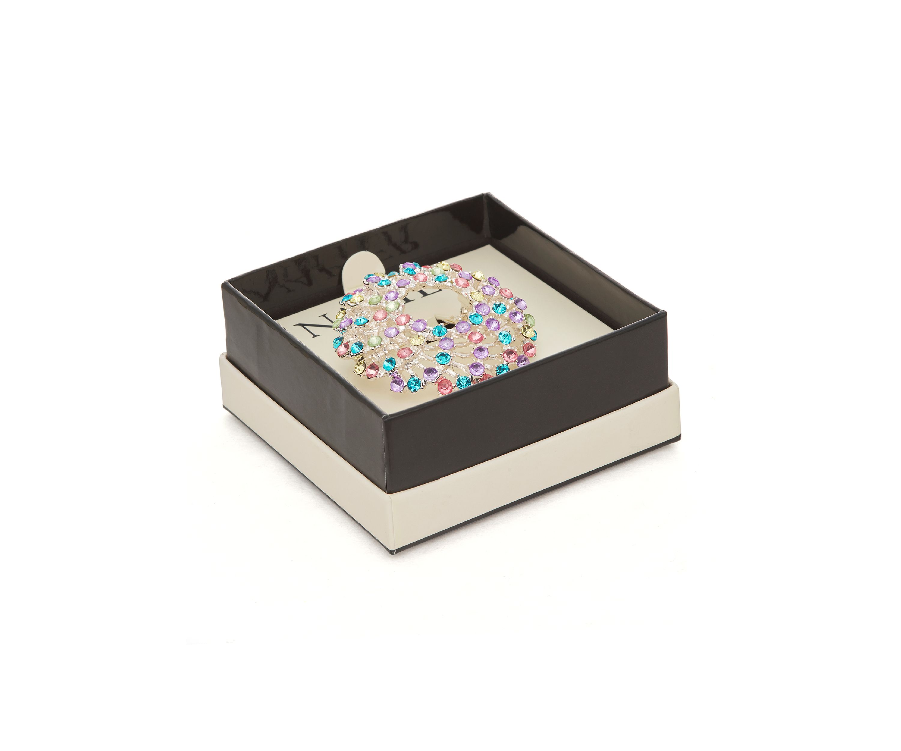 Silver Tone Color Stones Pin