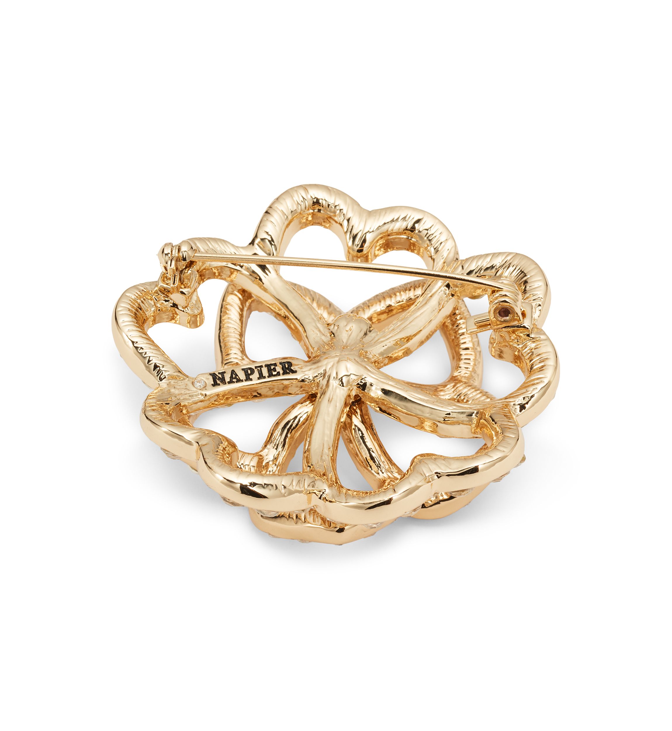 Gold Tone Crystal Flower Pin