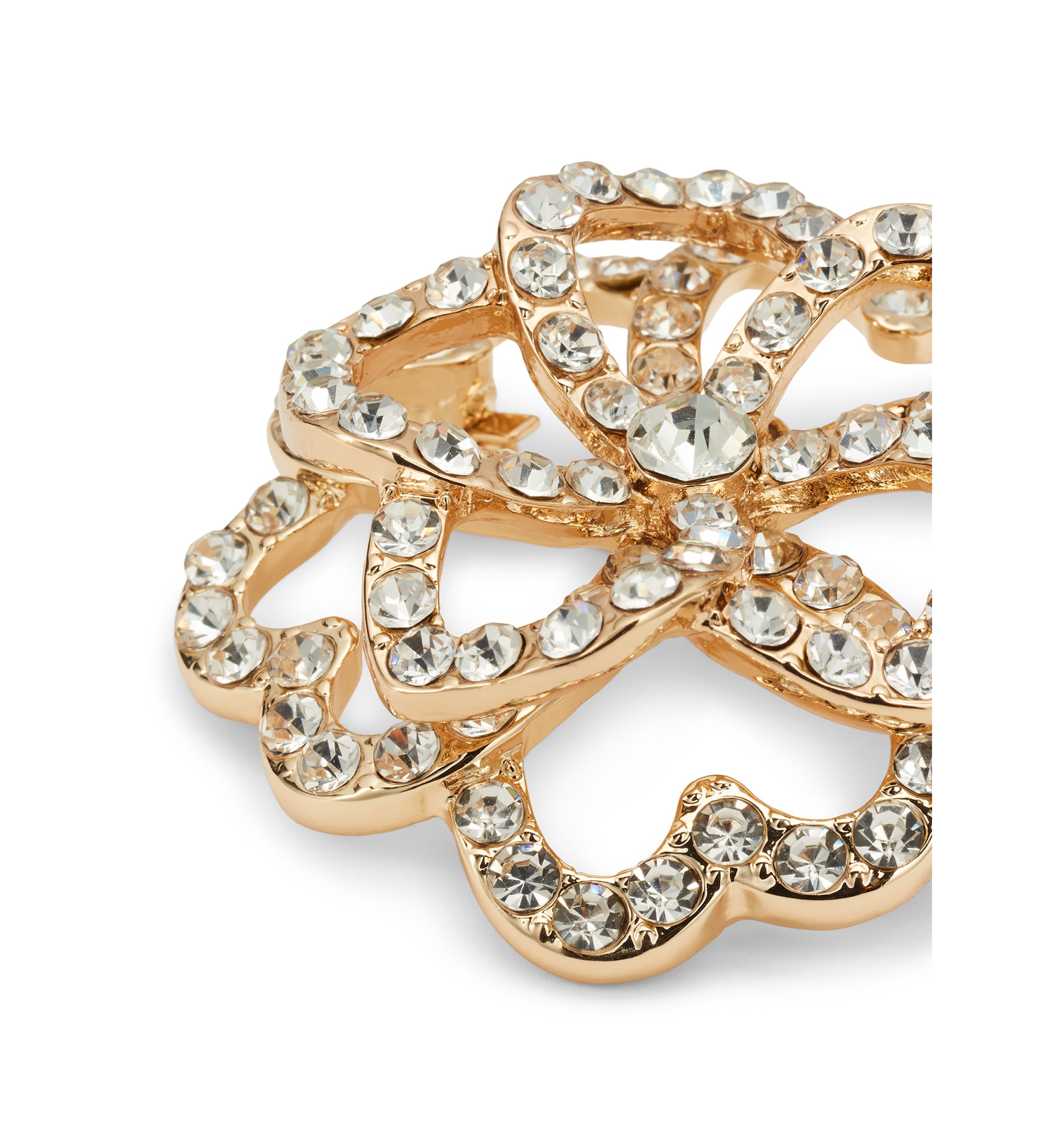 Gold Tone Crystal Flower Pin