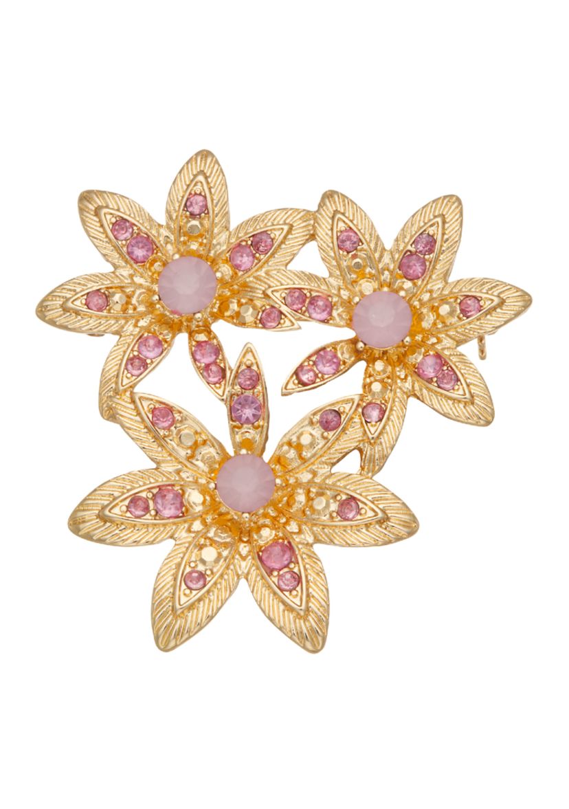 Gold Tone Flower Cluster Pin