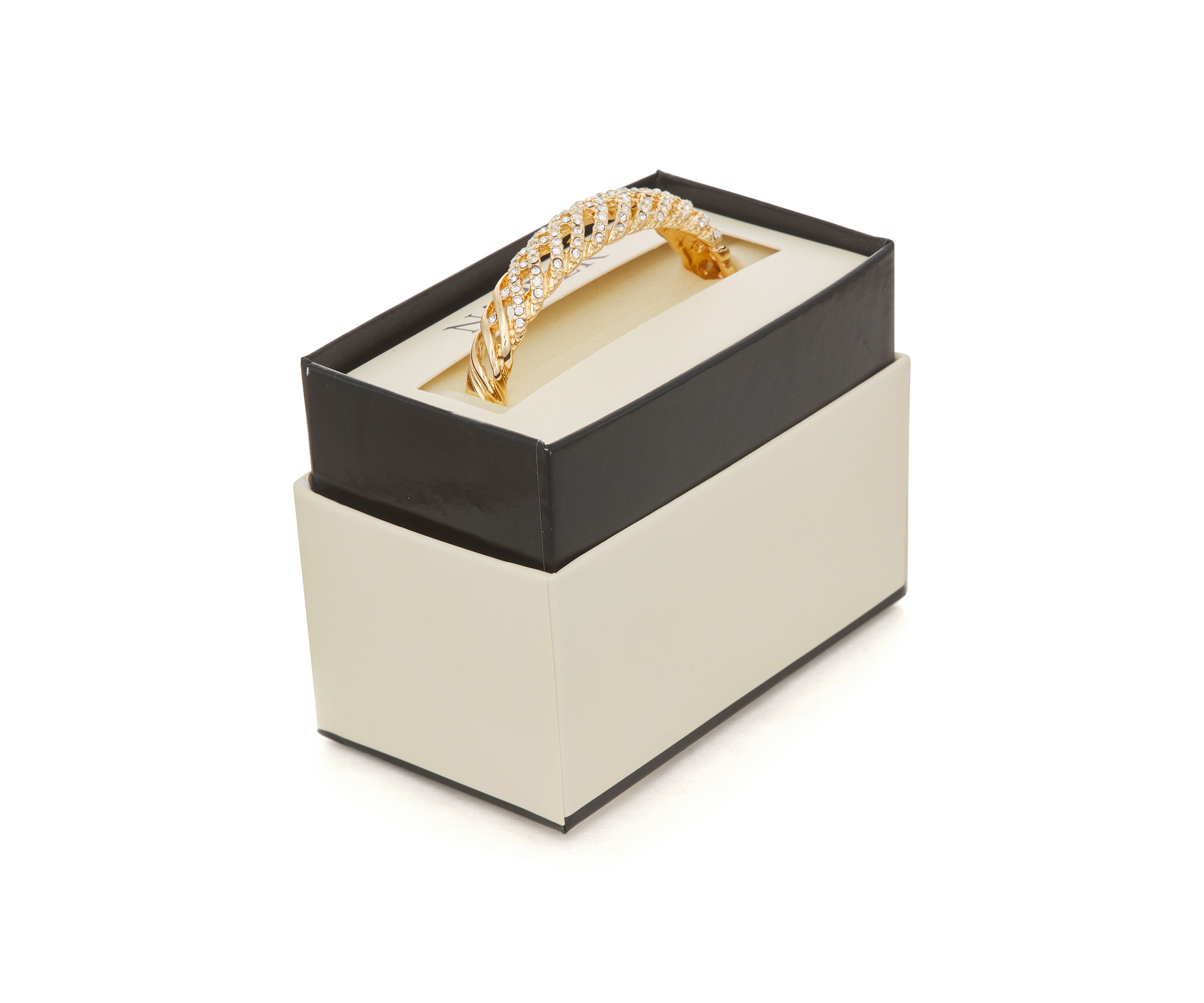 Gold-Tone Crystal Layered Bangle 