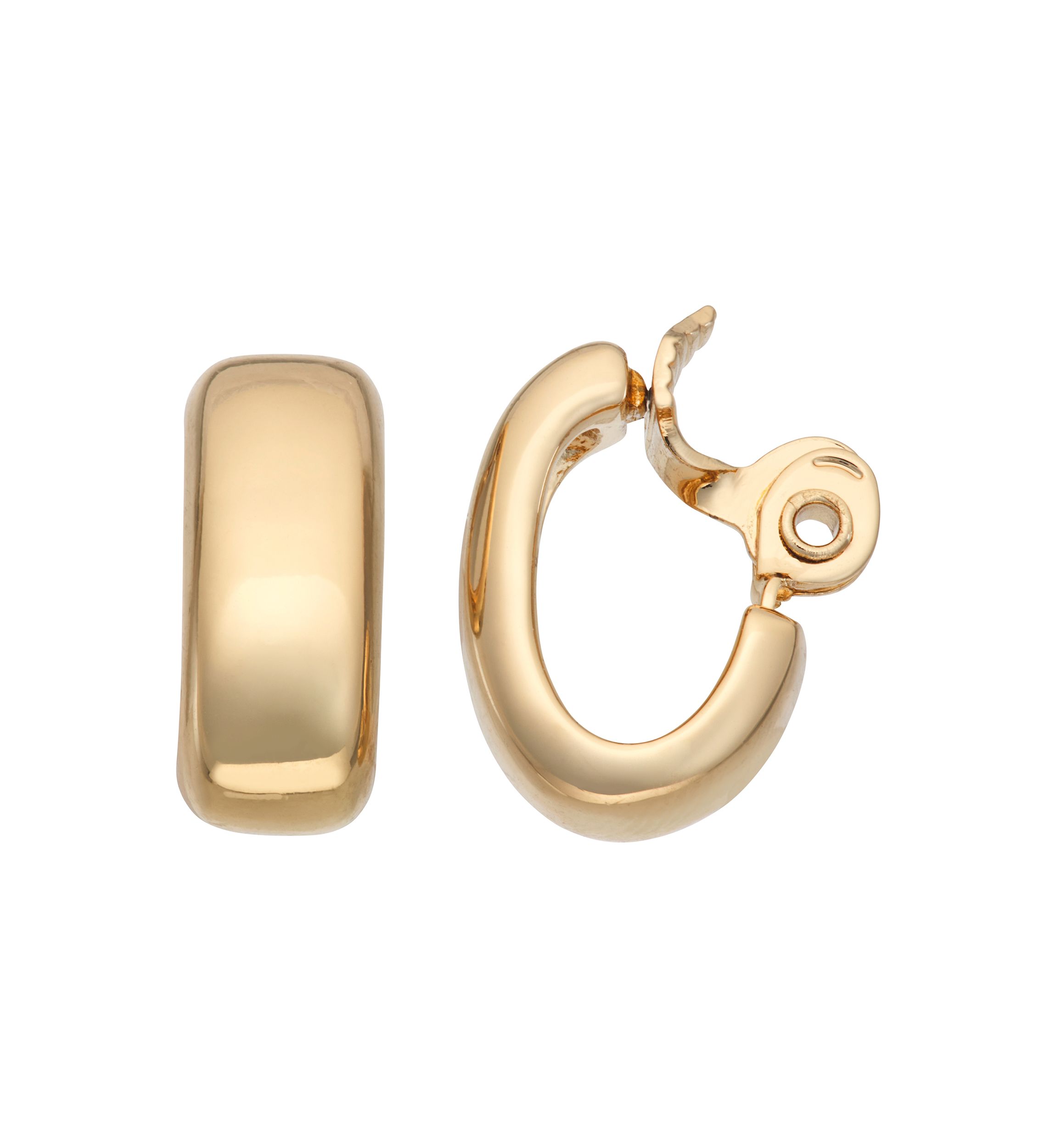 Gold Tone 21 Millimeter Hoop Clip Earrings