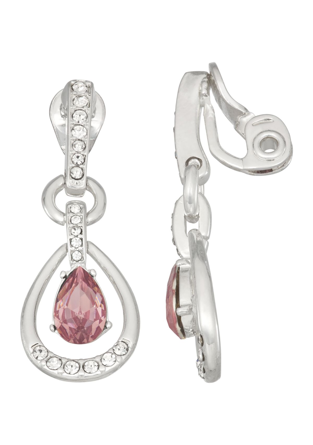 Silver Tone 16" Pendant Clip Earrings