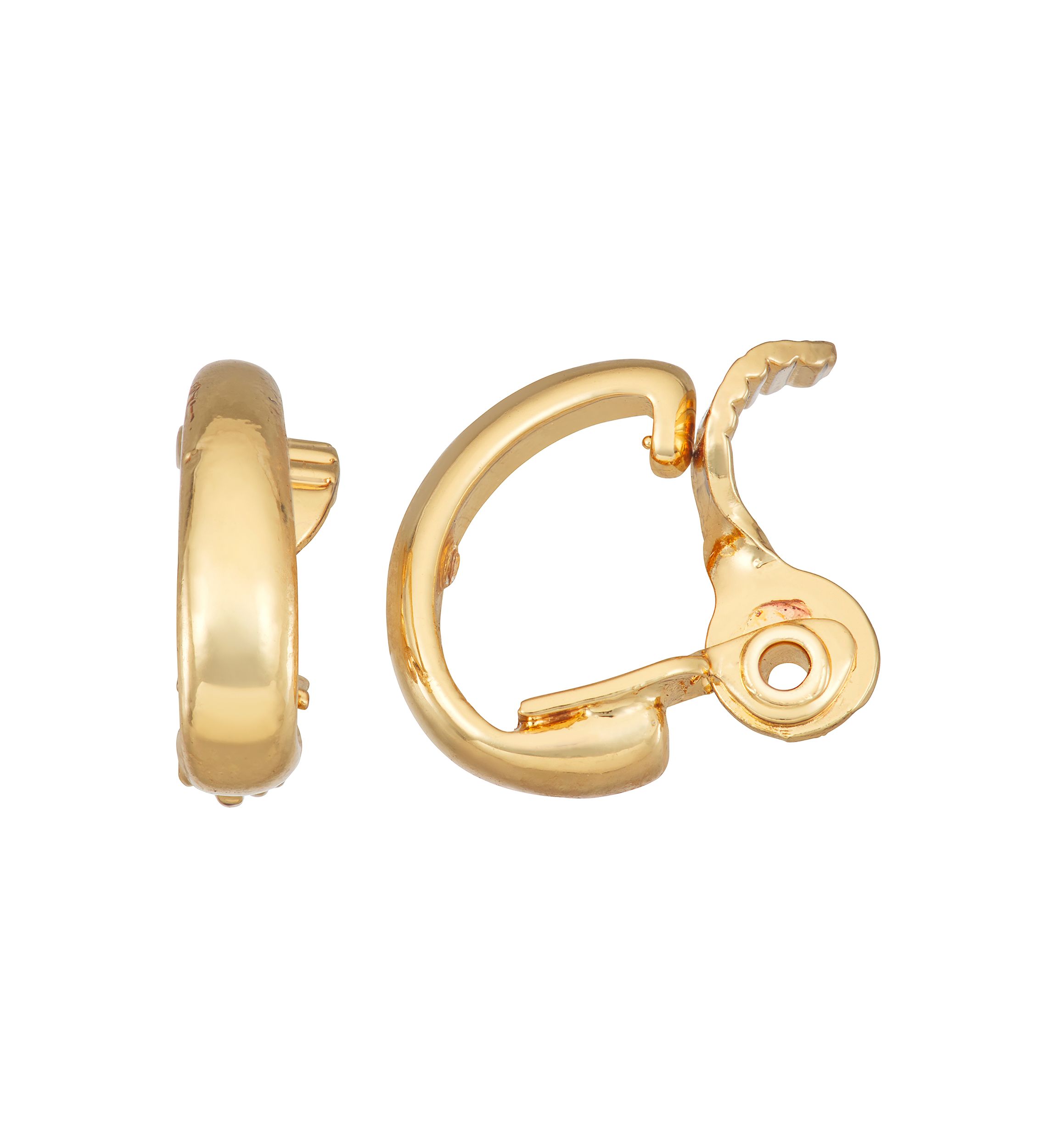 Gold Tone Small Hoop Clip Earrings