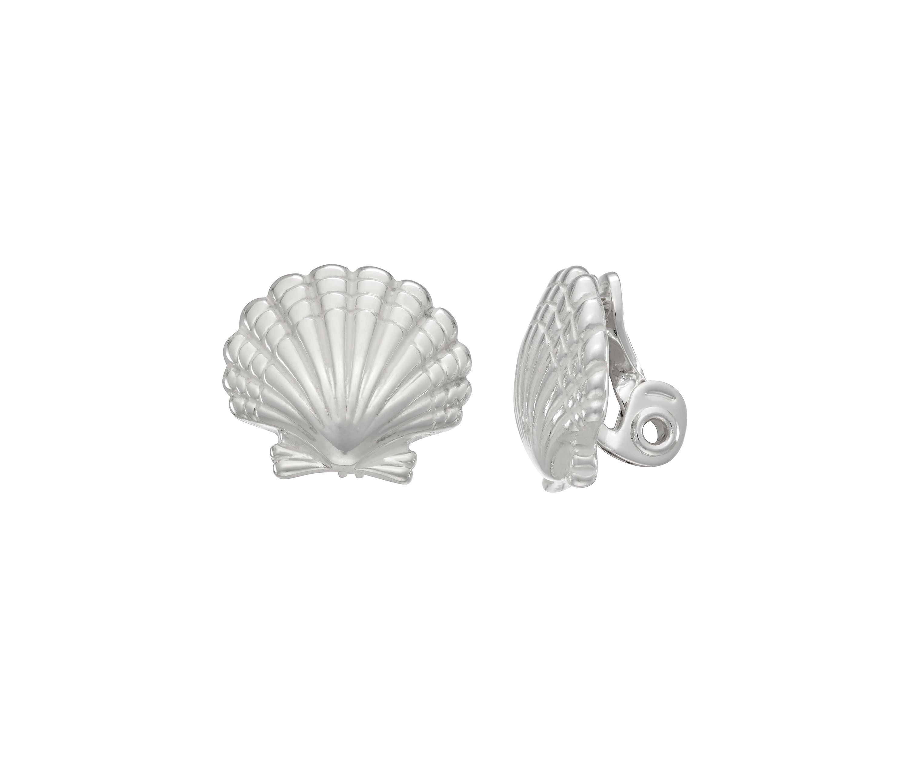 Gold Tone Seashell Stud Clip Earrings
