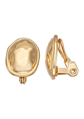 Gold Tone Stud Clip Earrings
