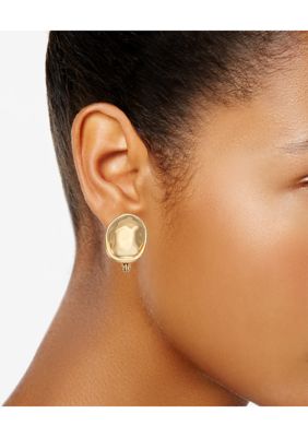 Gold Tone Stud Clip Earrings