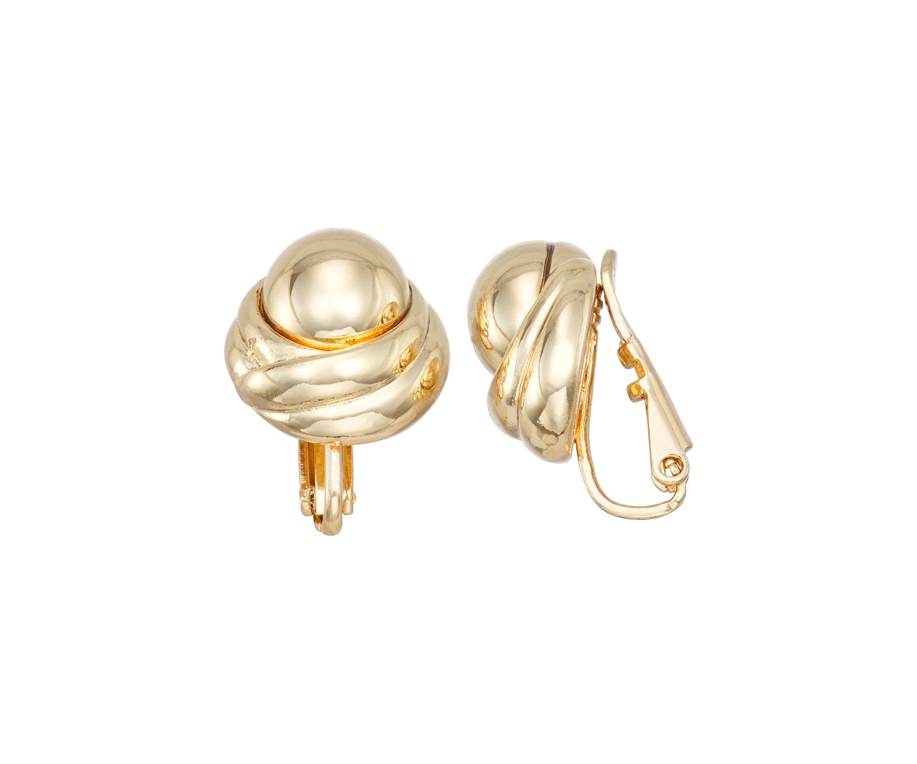 Gold Tone Knotted Stud Clip Earrings