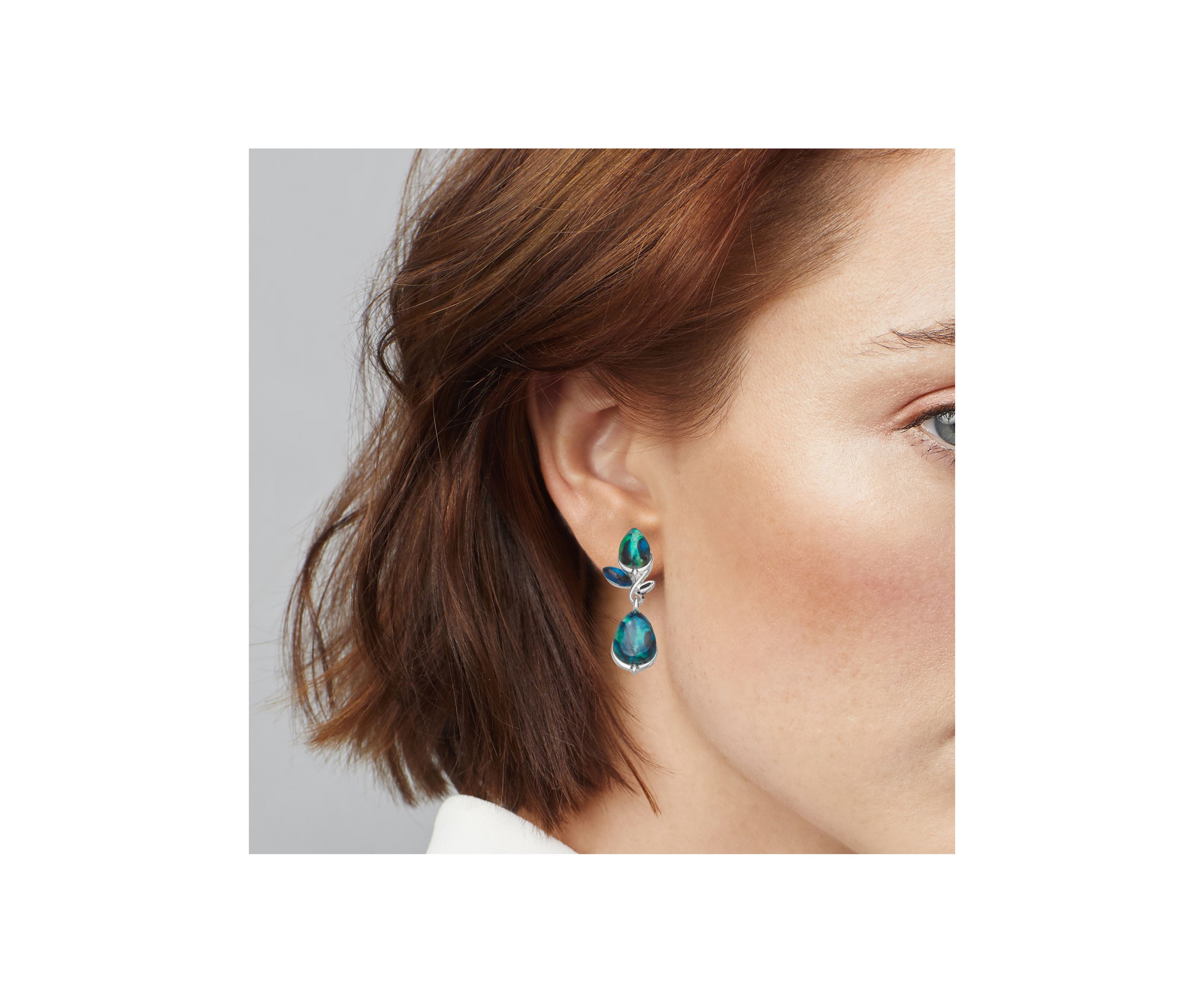 Silver Tone Color Bulbs Double Drop Clip Earrings