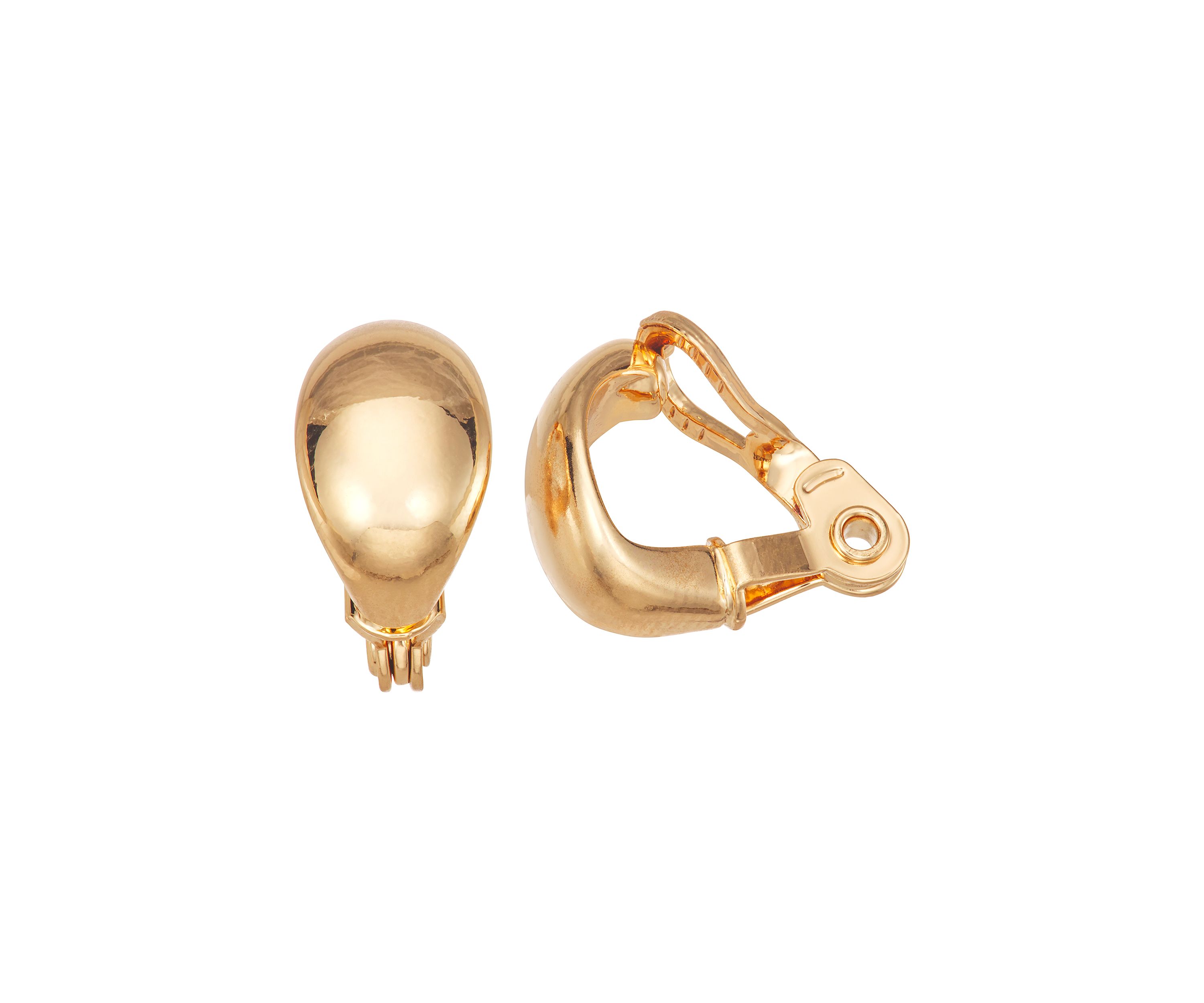 Gold Tone Domed Stud Clip Earrings