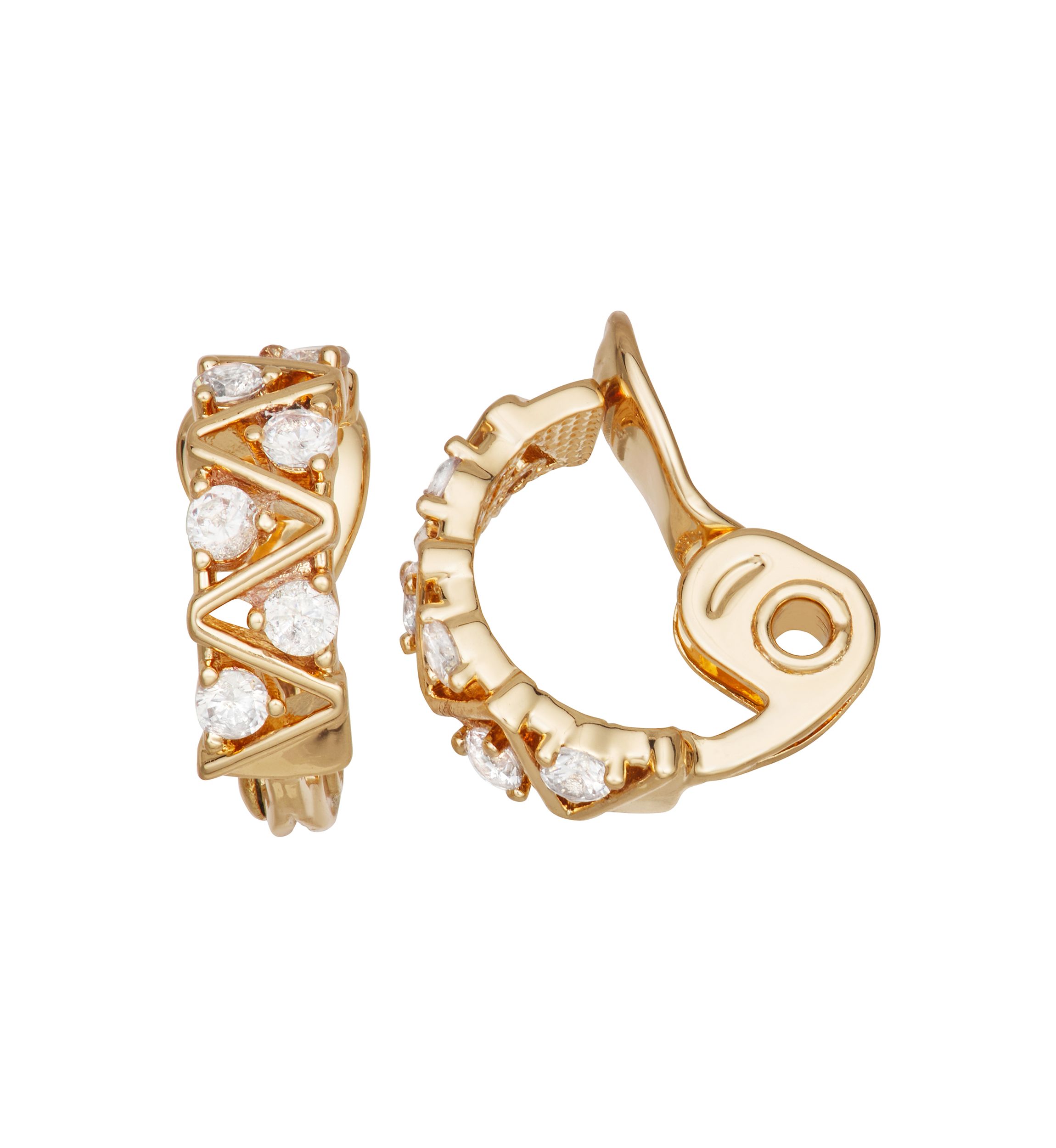 16mm Crystal Hoop Clip Earrings