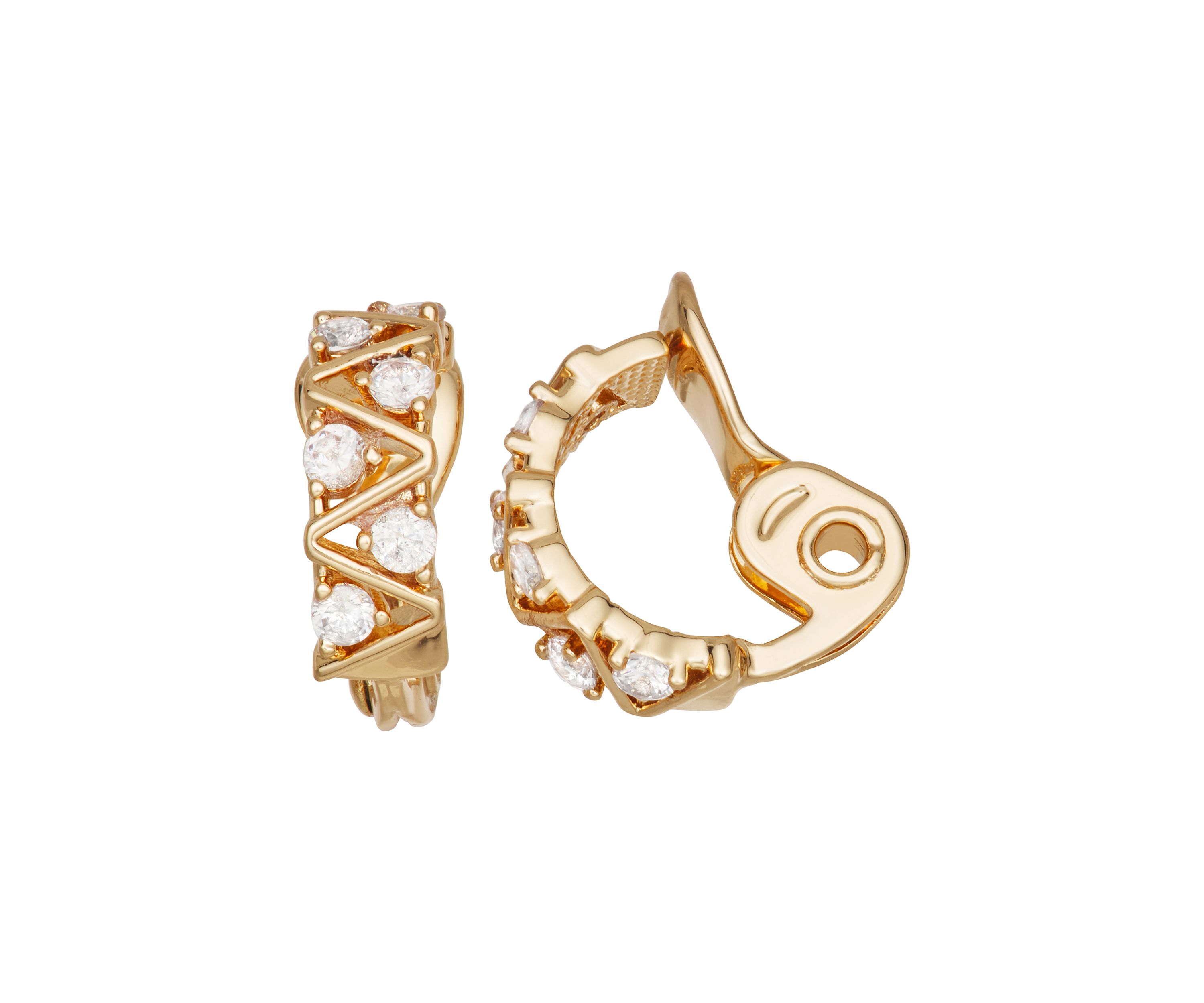 16mm Crystal Hoop Clip Earrings