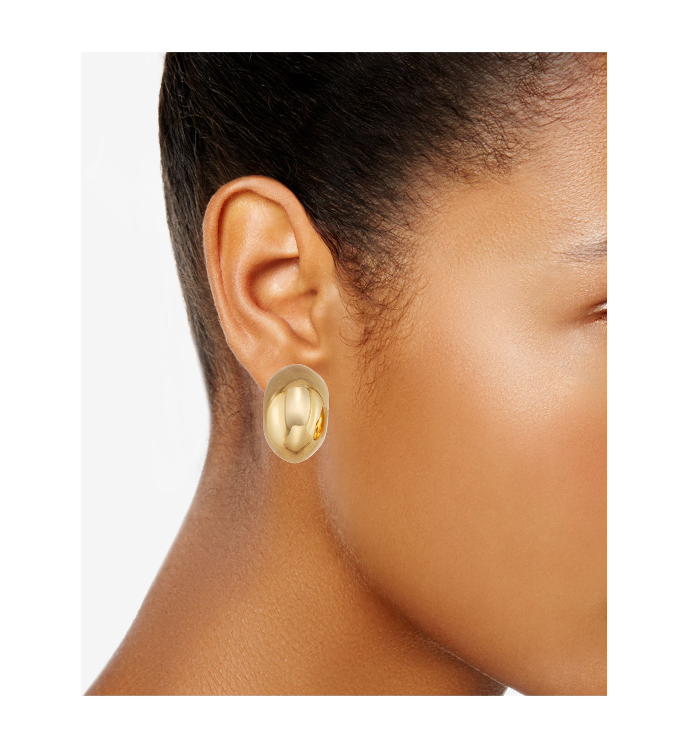 Gold Tone 24 Millimeter Puffy Hoop Clip Earrings