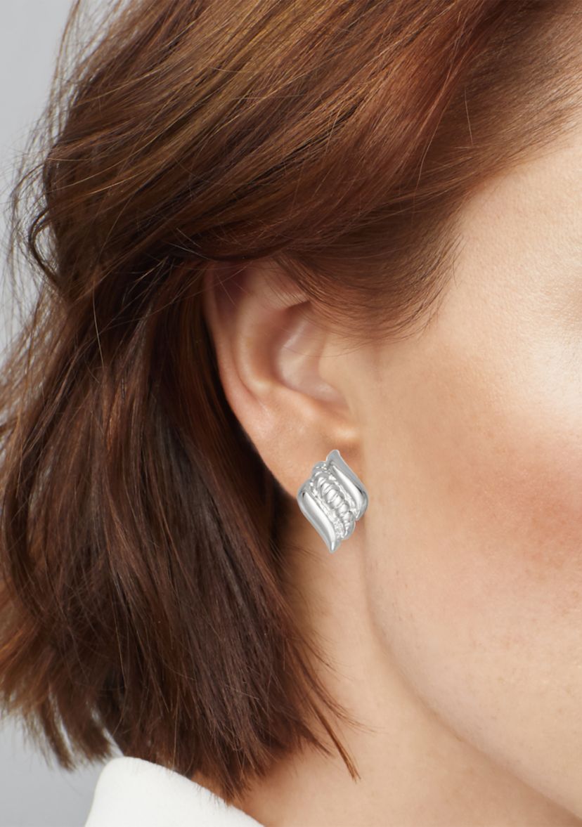 Silver Tone Rigged Drop Clip Earrings