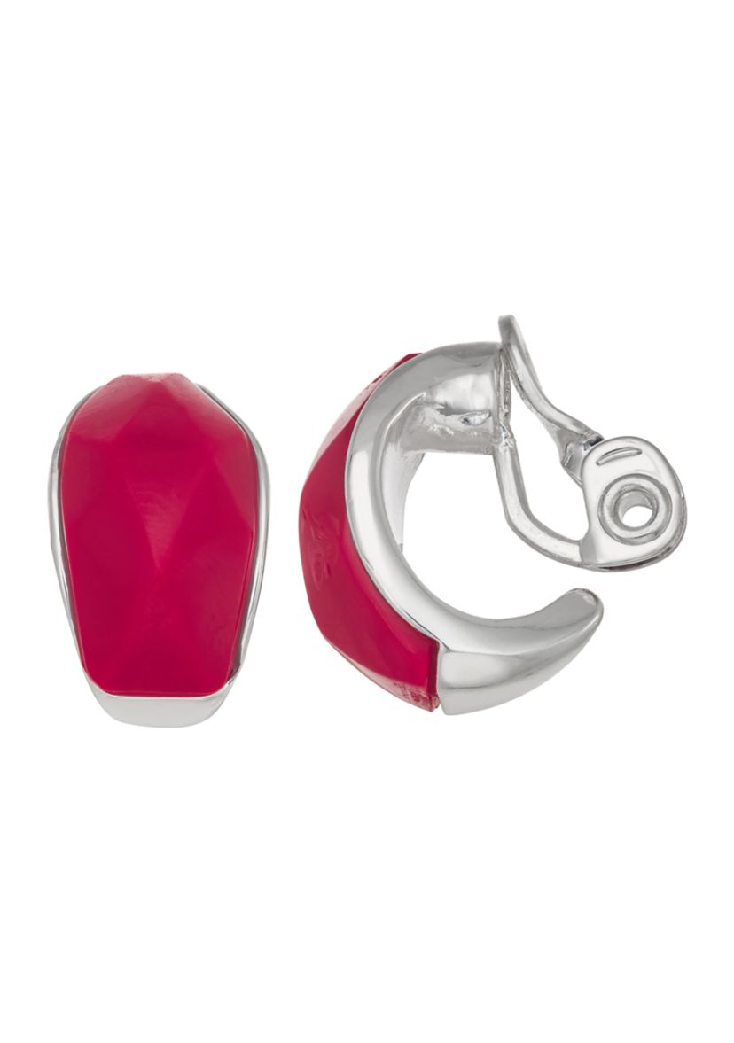 Silver Tone Stud Clip Earrings