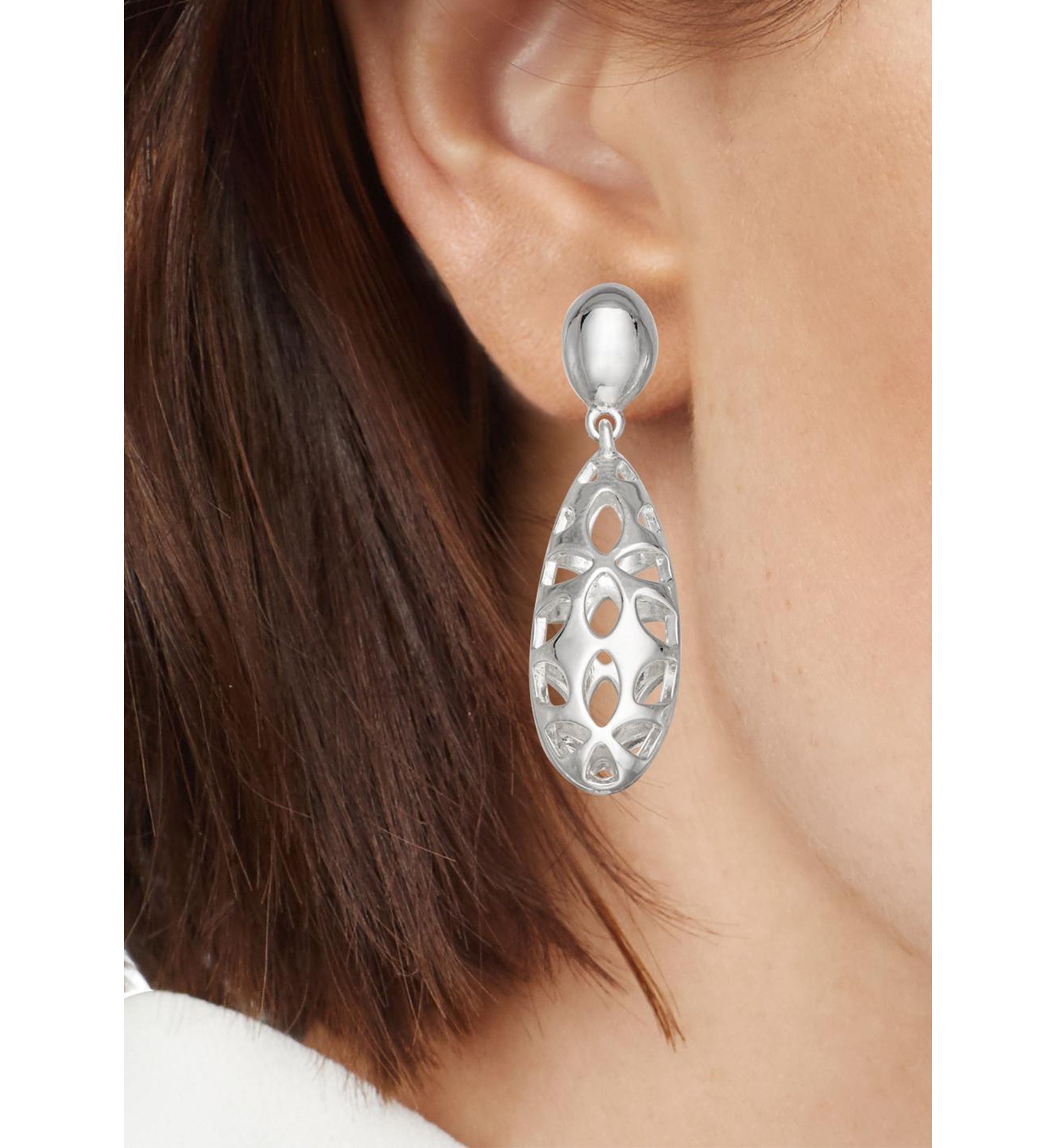 Silver Tone Drop Clip Earrings