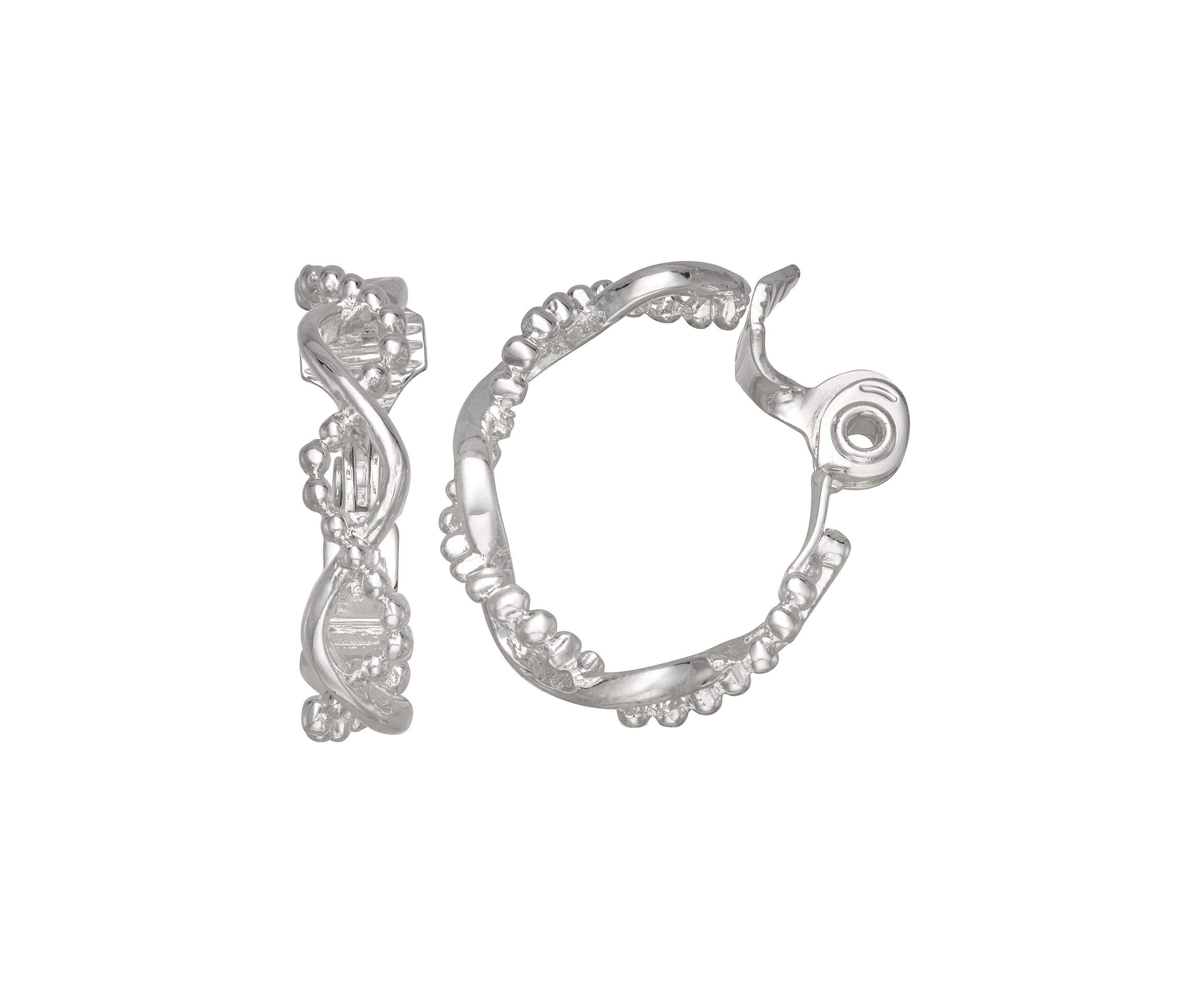 Silver Tone 26.5 Millimeter Braided Hoop Clip Earrings