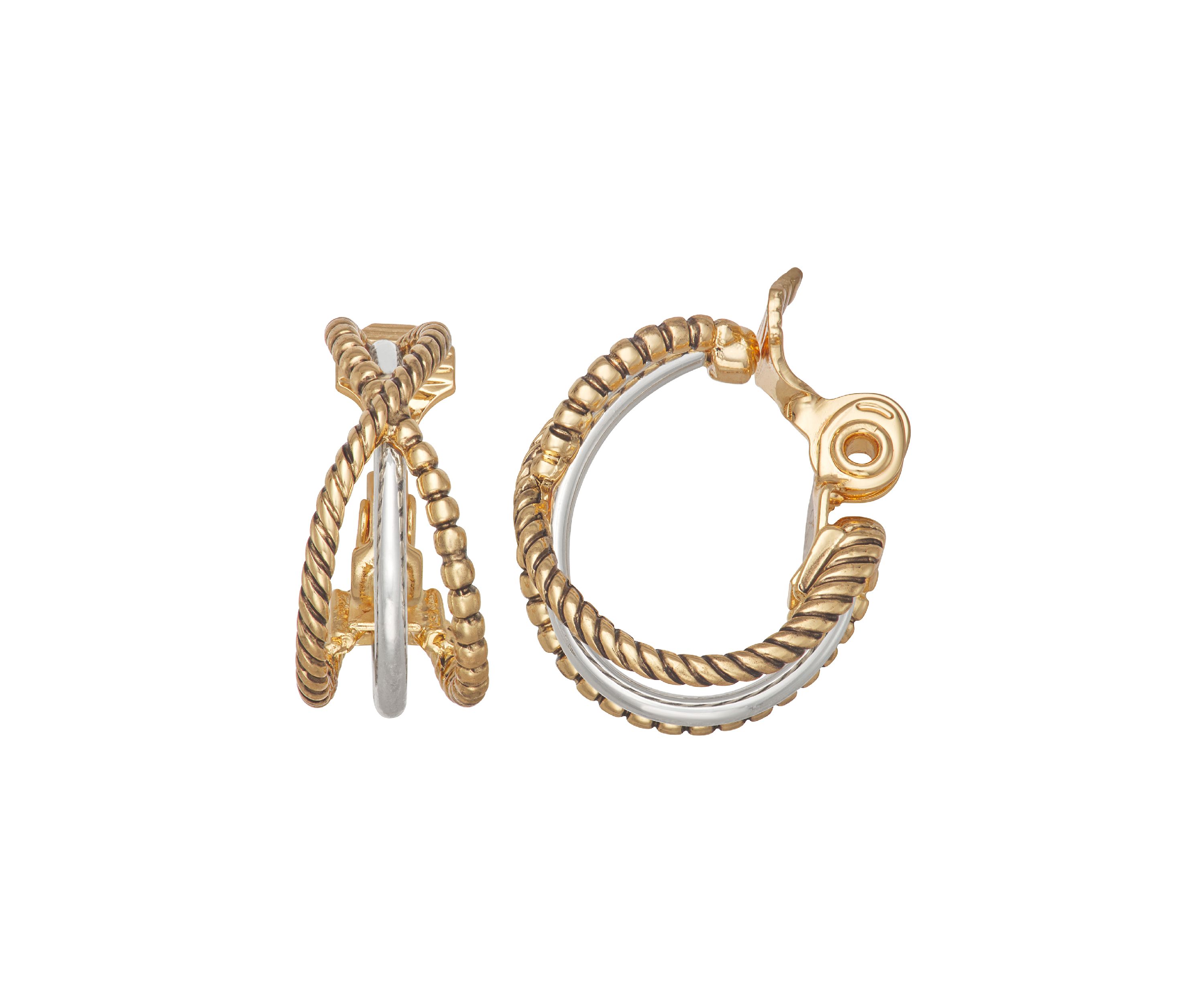 Two Tone Mixed Stars Clip Earrings